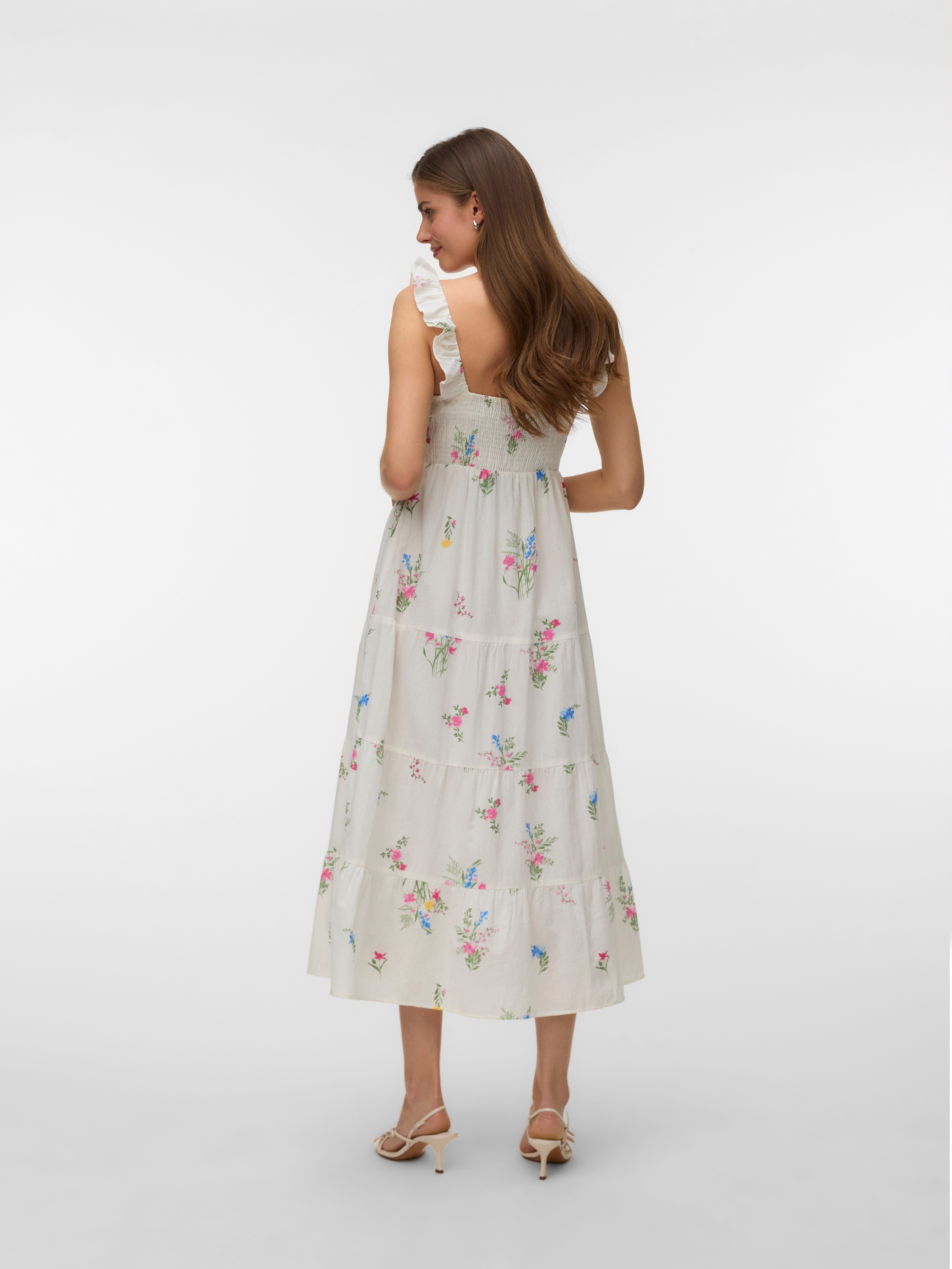 Vero Moda Maxi robe »VMDICTHE SL FRILL ANKLE DRESS WVN GA« coton, coupe régulière