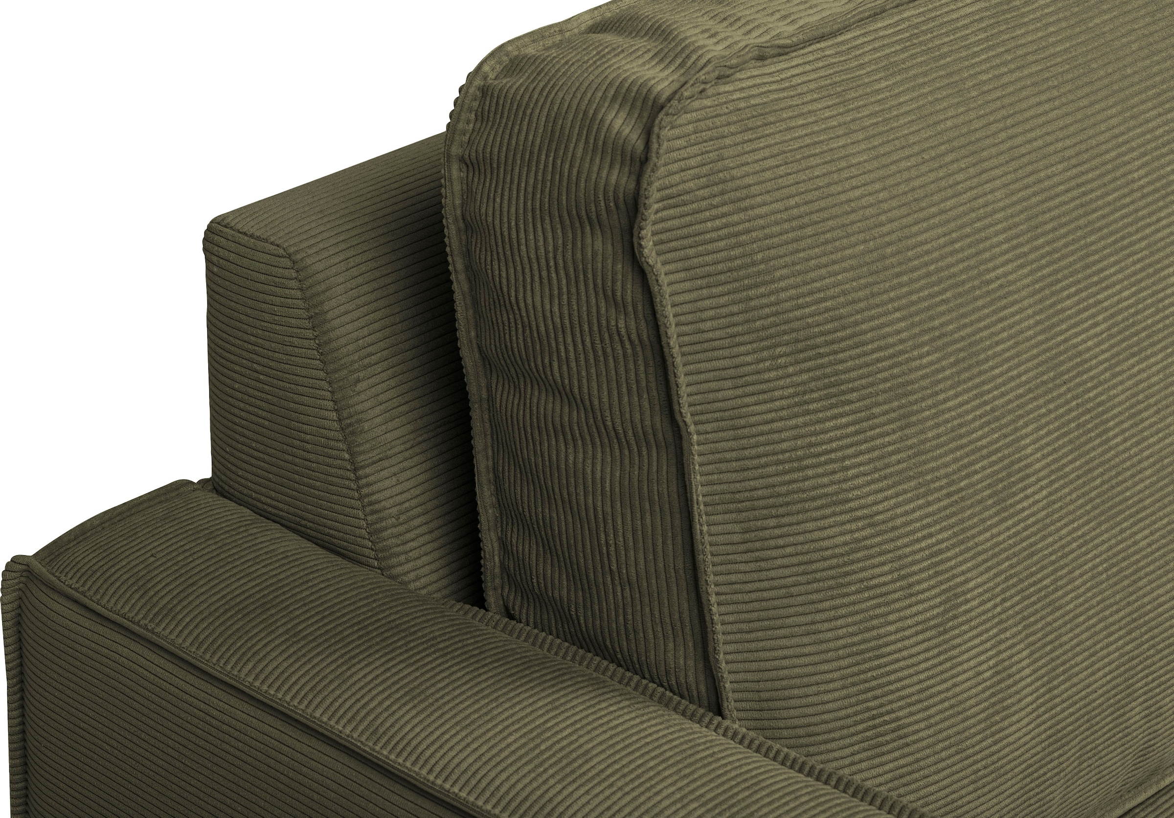 Places of Style Ecksofa »Pinto, 290 cm, Cord, Chenille, Lederoptik, Ottomane links / rechts«, mit Keder, schwarze Metallfüsse, Wellenunterfederung