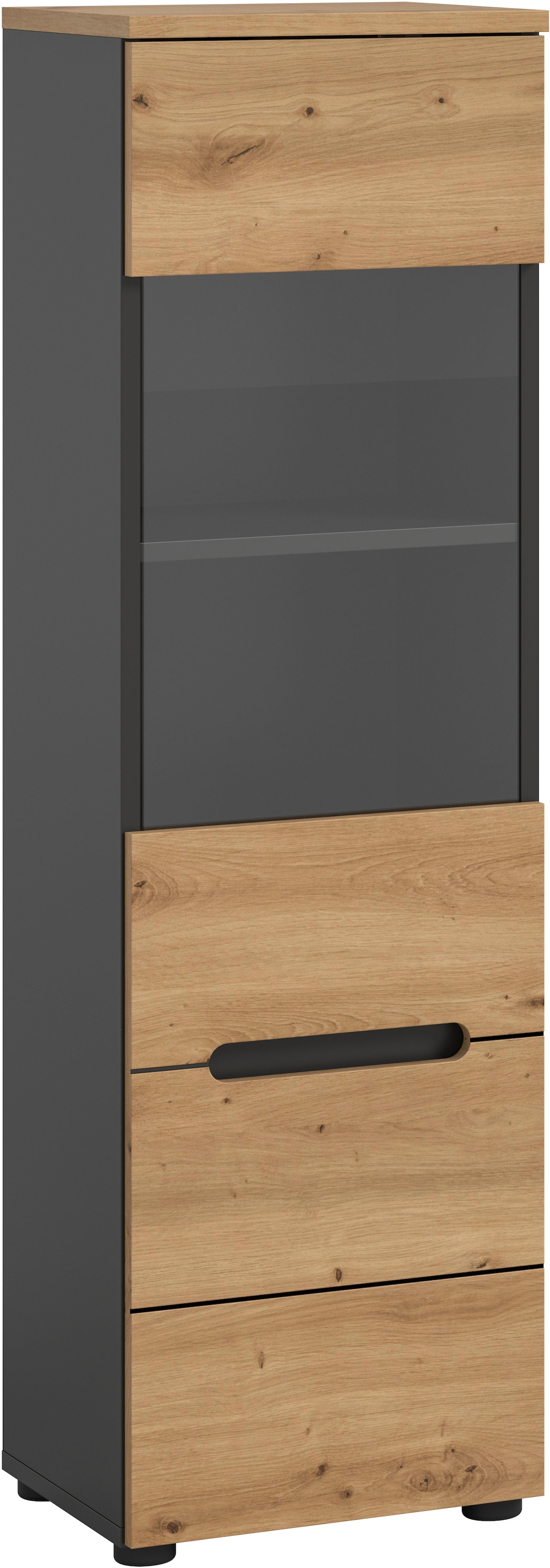 Image of Home affaire Vitrine "REHAT, TOPSELLER, Höhe 125 cm, 1 Glastür, 1 Böden, 3 Fächer" stehend und hängend montierbar, 1 Stk. tlg. Vitrinenschrank, Schrank, Glasvitrine, Wohnzimmervitrine