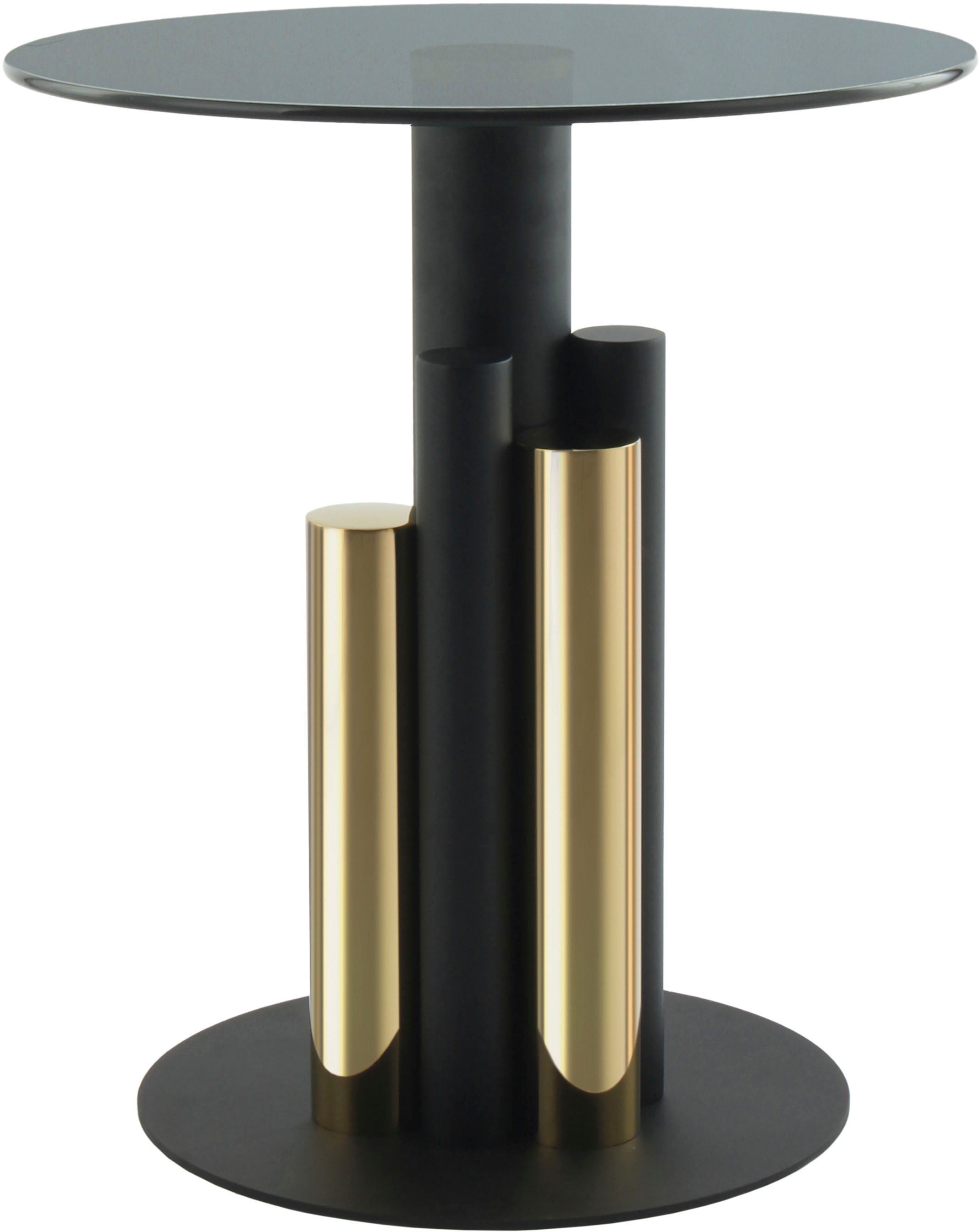 Kayoom Beistelltisch »Ontario 225, Runde Glasplatte aus Sicherheitsglas, 100% Edelstahl«, (1 St.), Modernes Design, zweifarbiges Säulengestell, Eyecatcher Element