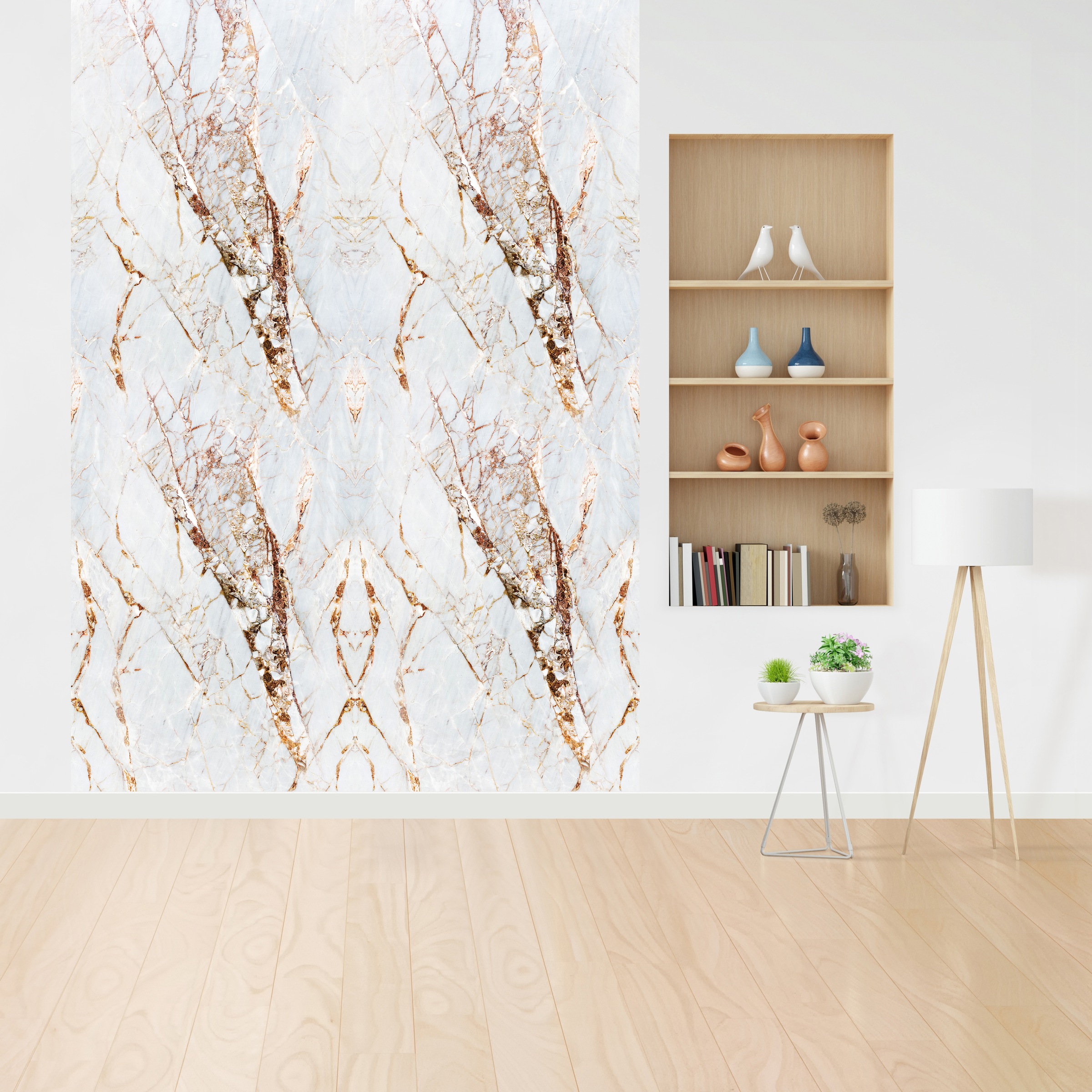 queence Vinyltapete »Marmor-Weiss« Steinoptik glatt 90x250cm, selbstklebend, kinderleichte Anbringung, , Sticker