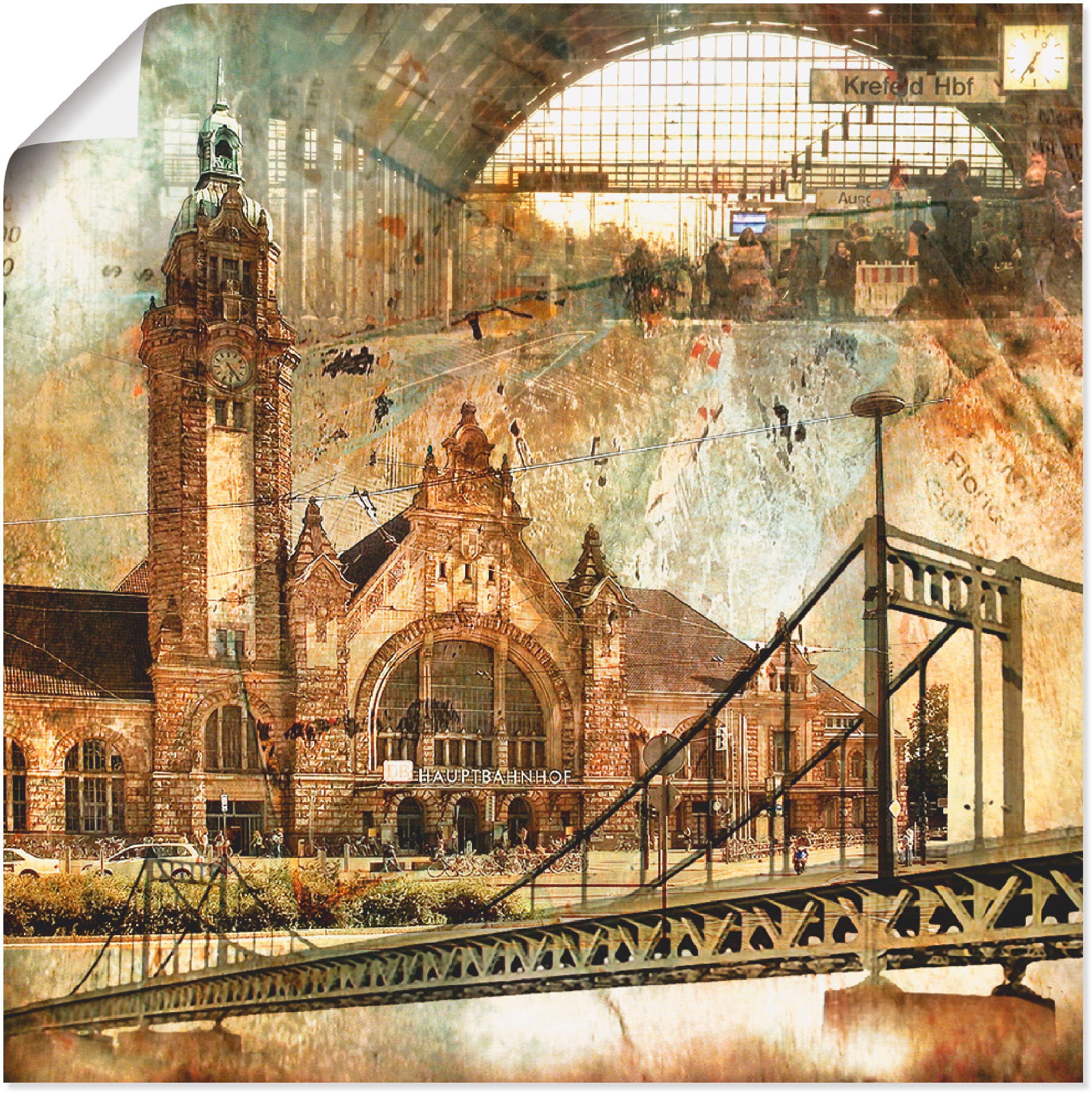 Image of Artland Wandbild "Krefeld Skyline Abstrakte Collage" Gebäude 1 Stk. tlg. als Leinwandbild, Poster in verschied. Grössen