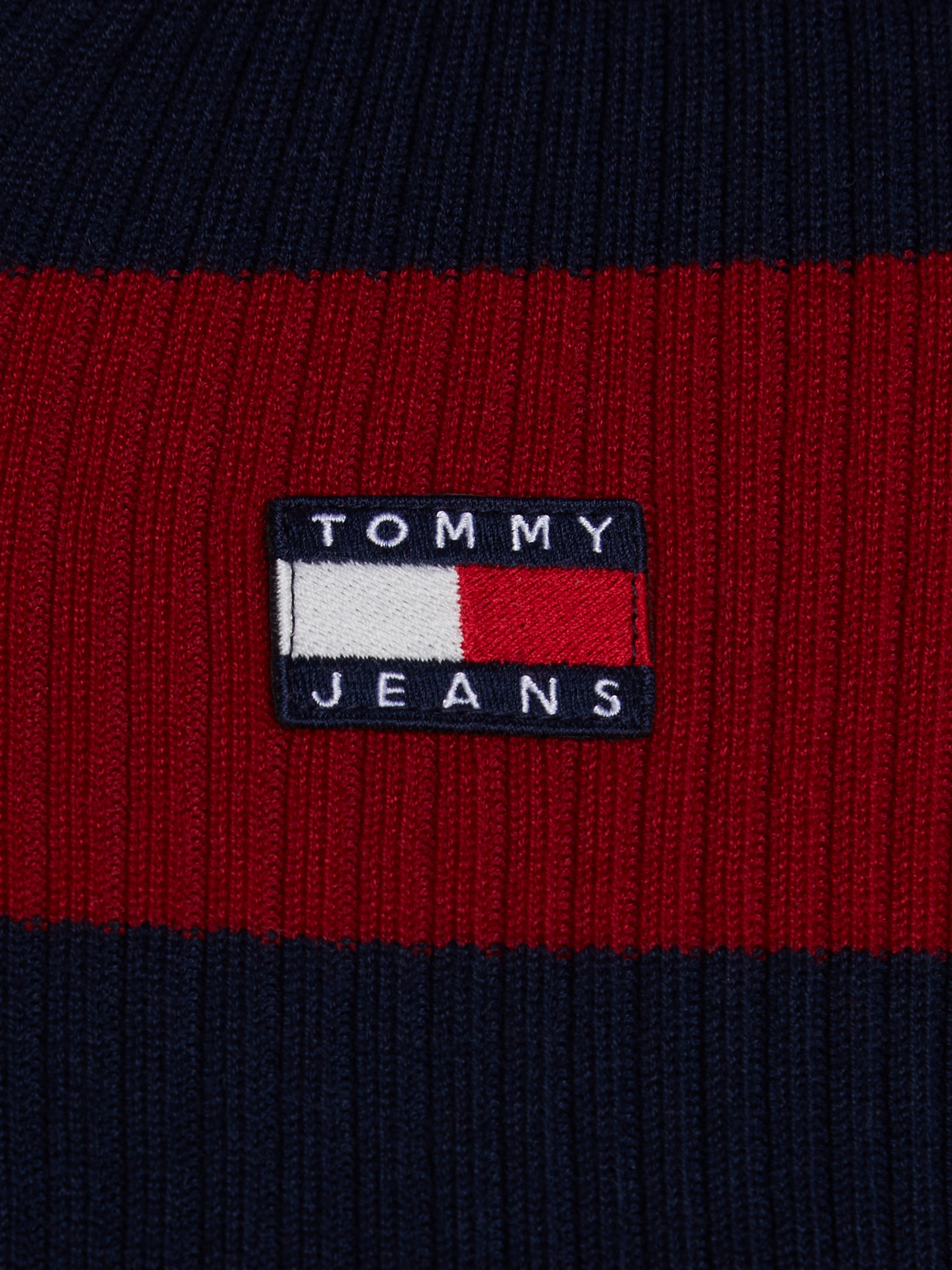 Tommy Jeans Kapuzenpullover »TJW STRIPE 1/4 ZIP HOOD SWEATER«, mit Streifen-Muster, Logo-Flag