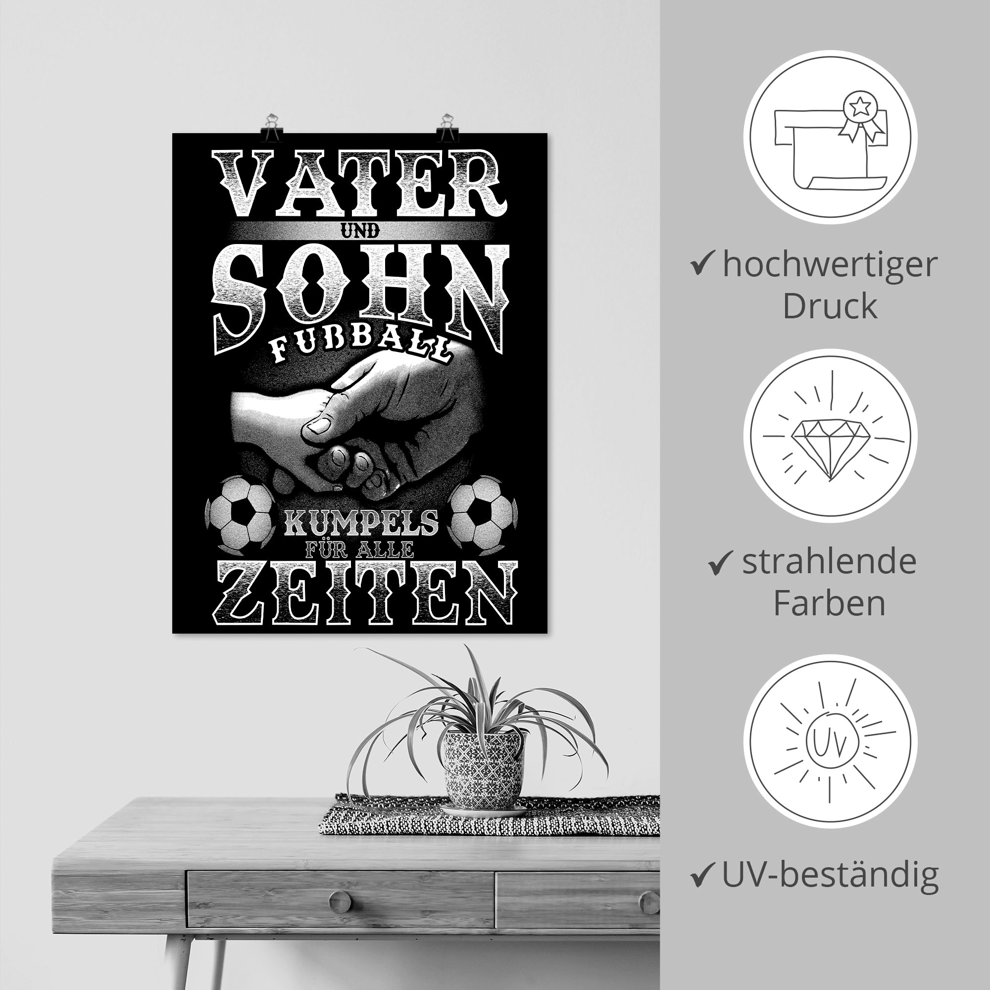 Artland Wandbild »Vater und Sohn Fussball Kumpels«, Sprüche & Texte, (1 St.), als Alubild, Outdoorbild, Poster in verschied. Grössen