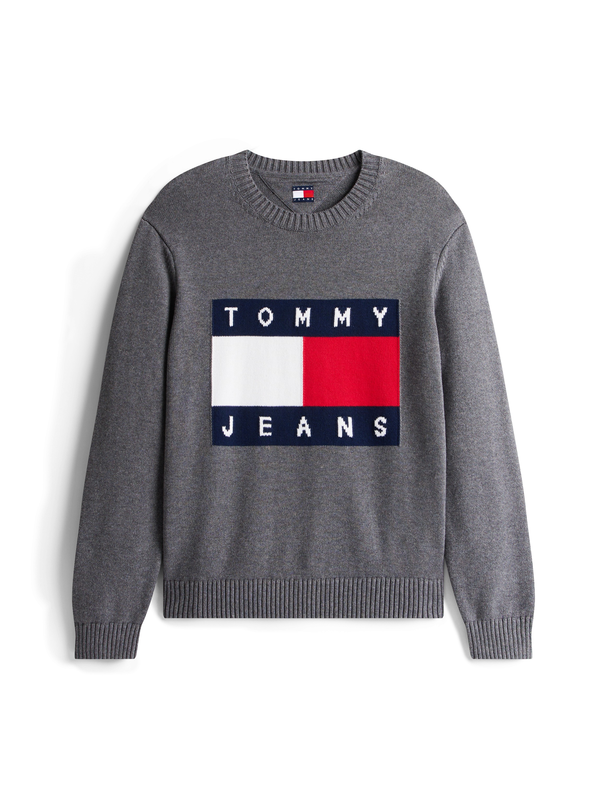 Tommy Jeans Strickpullover »TJM MELANGE FLAG SWEATER«, Regular Fit, Rundhals