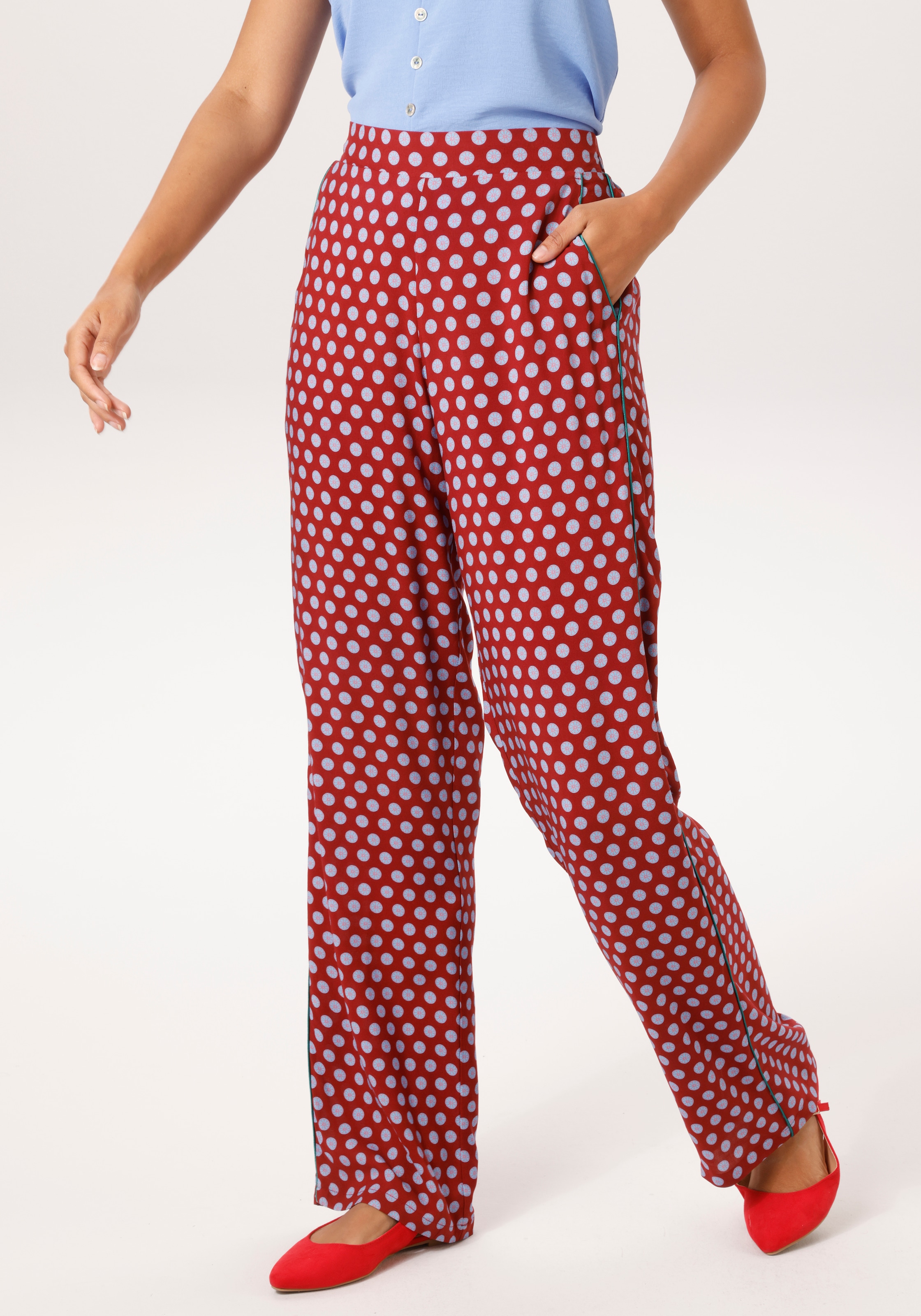 Image of Aniston CASUAL Schlupfhose allover mit gemusterten Punkten bedruckt