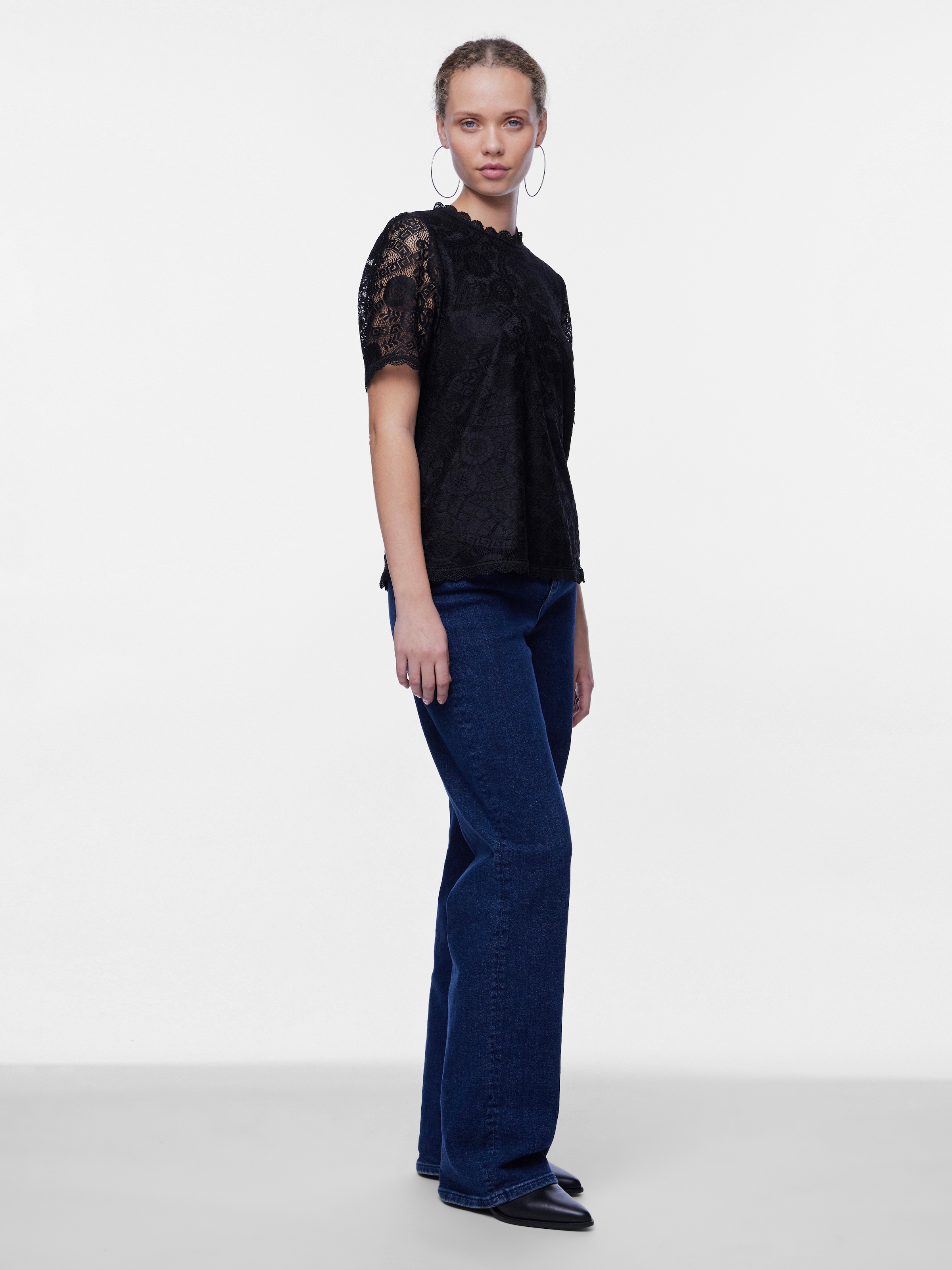 pieces Spitzenshirt »PCOLLINE SS LACE TOP WVN NOOS«