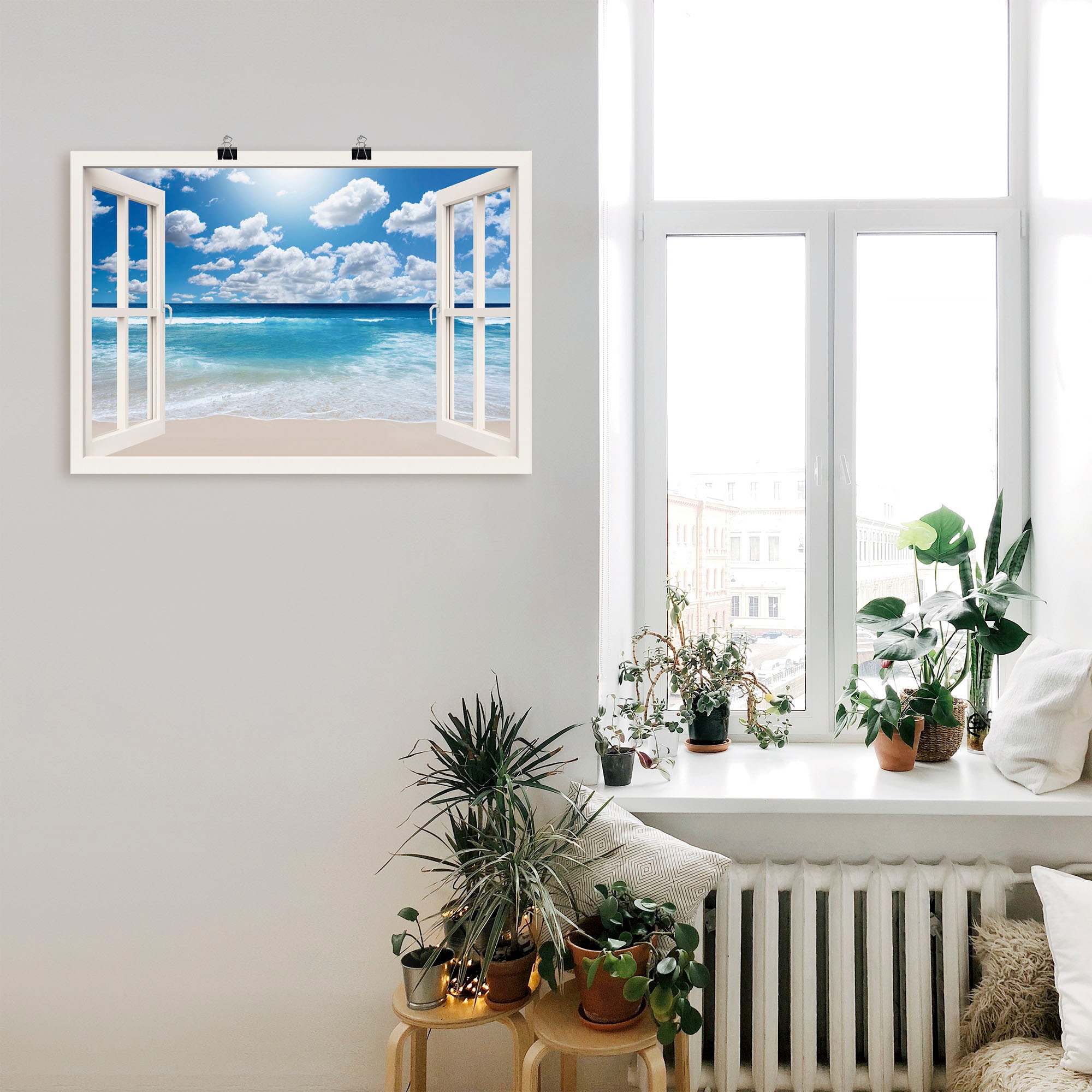 Artland Wandbild »Fensterblick Grossartige Strandlandschaft« Fensterblick 1 Stk. tlg. als Leinwandbild, Poster in verschied. Grössen