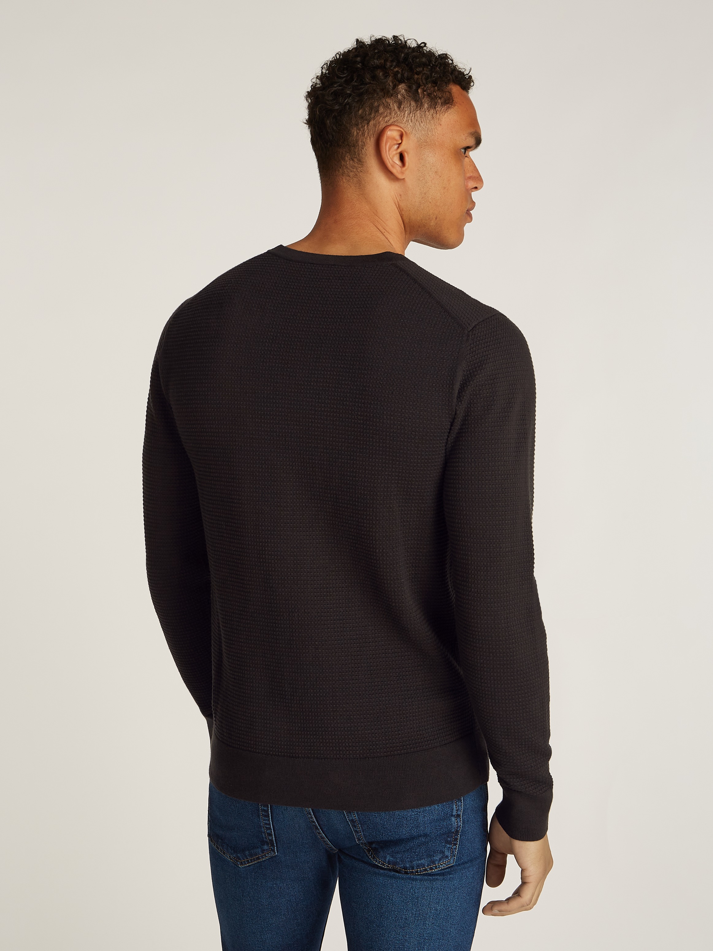 Calvin Klein Rundhalspullover »WAFFLE TEXTURE CN SWEATER«, mit Logoprint