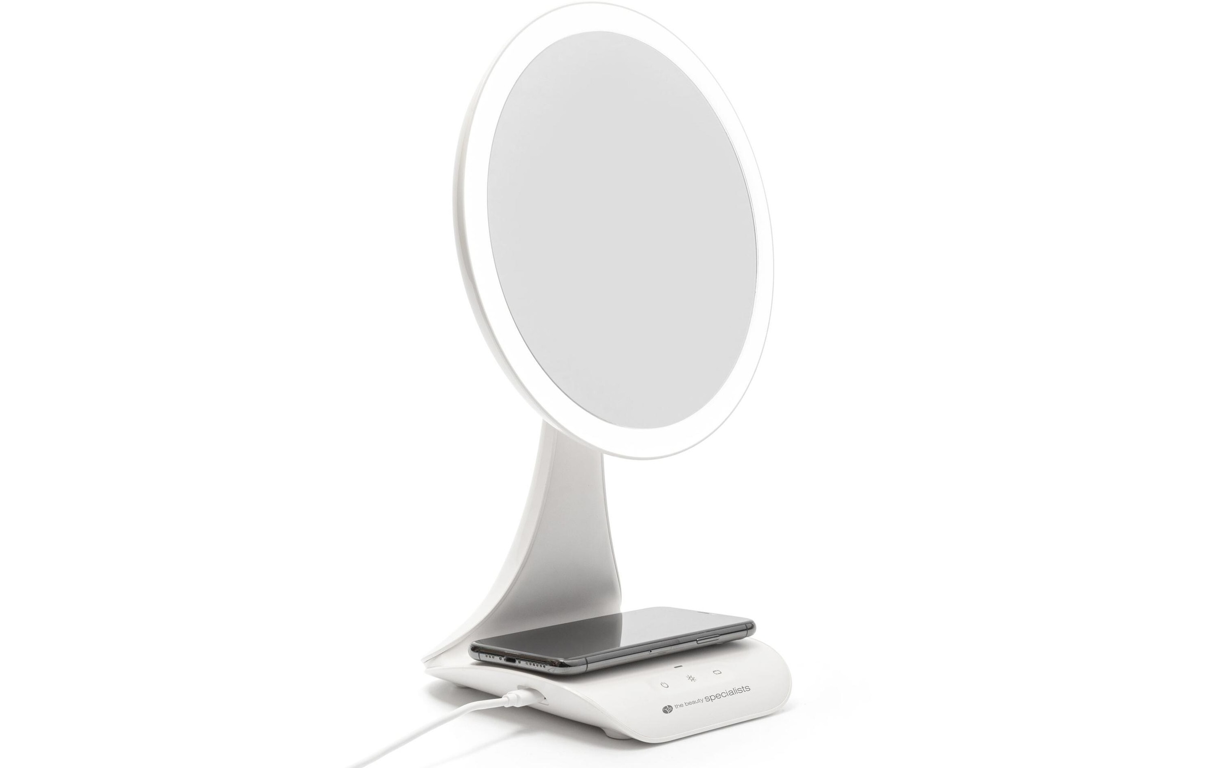 Rio 5 x Magnification LED Makeup Mirror with Wireless Charging Station in White