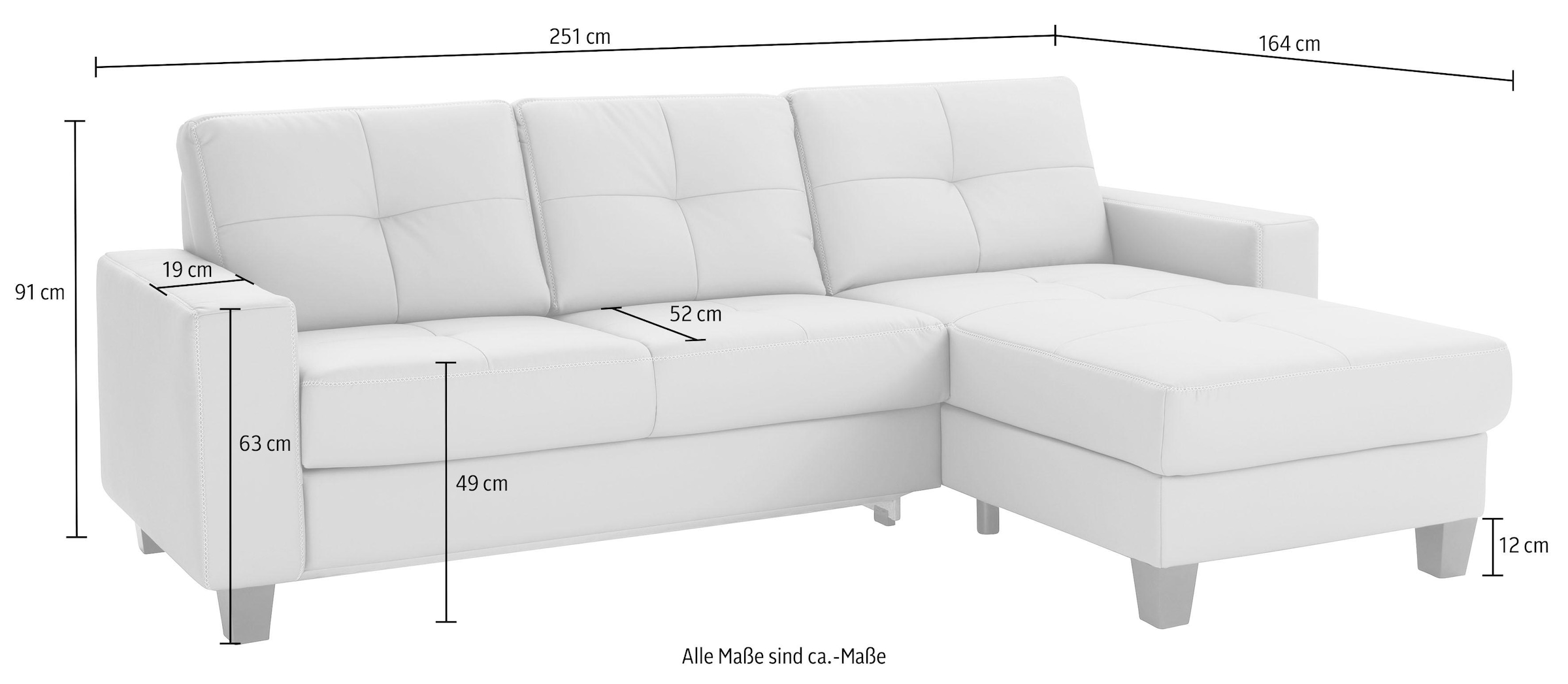 Places of Style Ecksofa »Varese L-Form«, Kreuznaht in beige