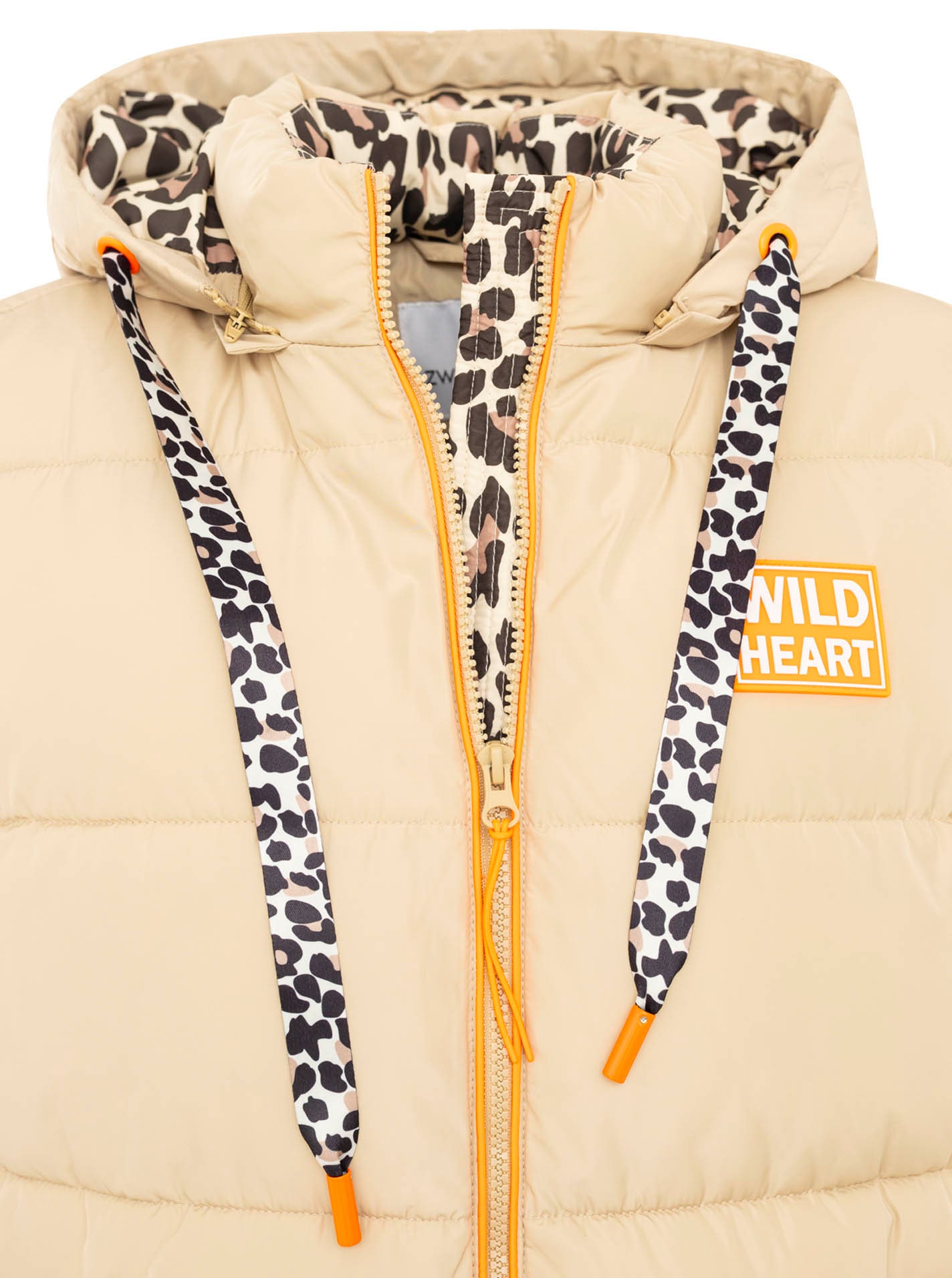 Zwillingsherz Gilet long »„Leo“« avec capuche, fermeture éclair à l'avant et sur les côtés, poches, détails léopard,