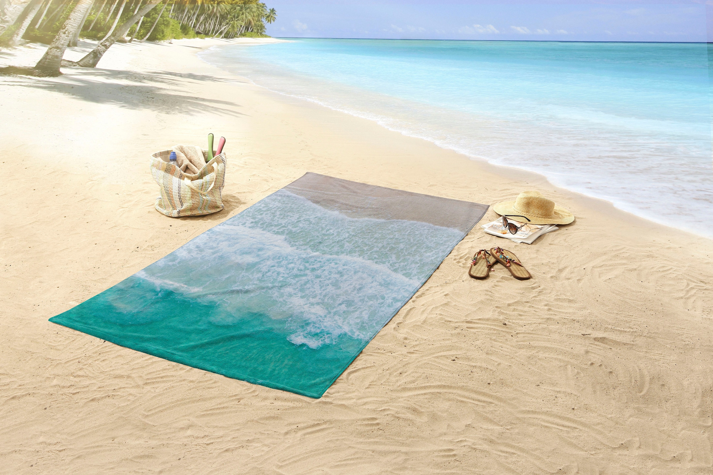 good morning Strandtuch »Holiday«, (1 St., Strandtuch 75 x 150 cm), Mikrofaser, 100x180, Schnelltrocknend, Sommer, Strand, Meer