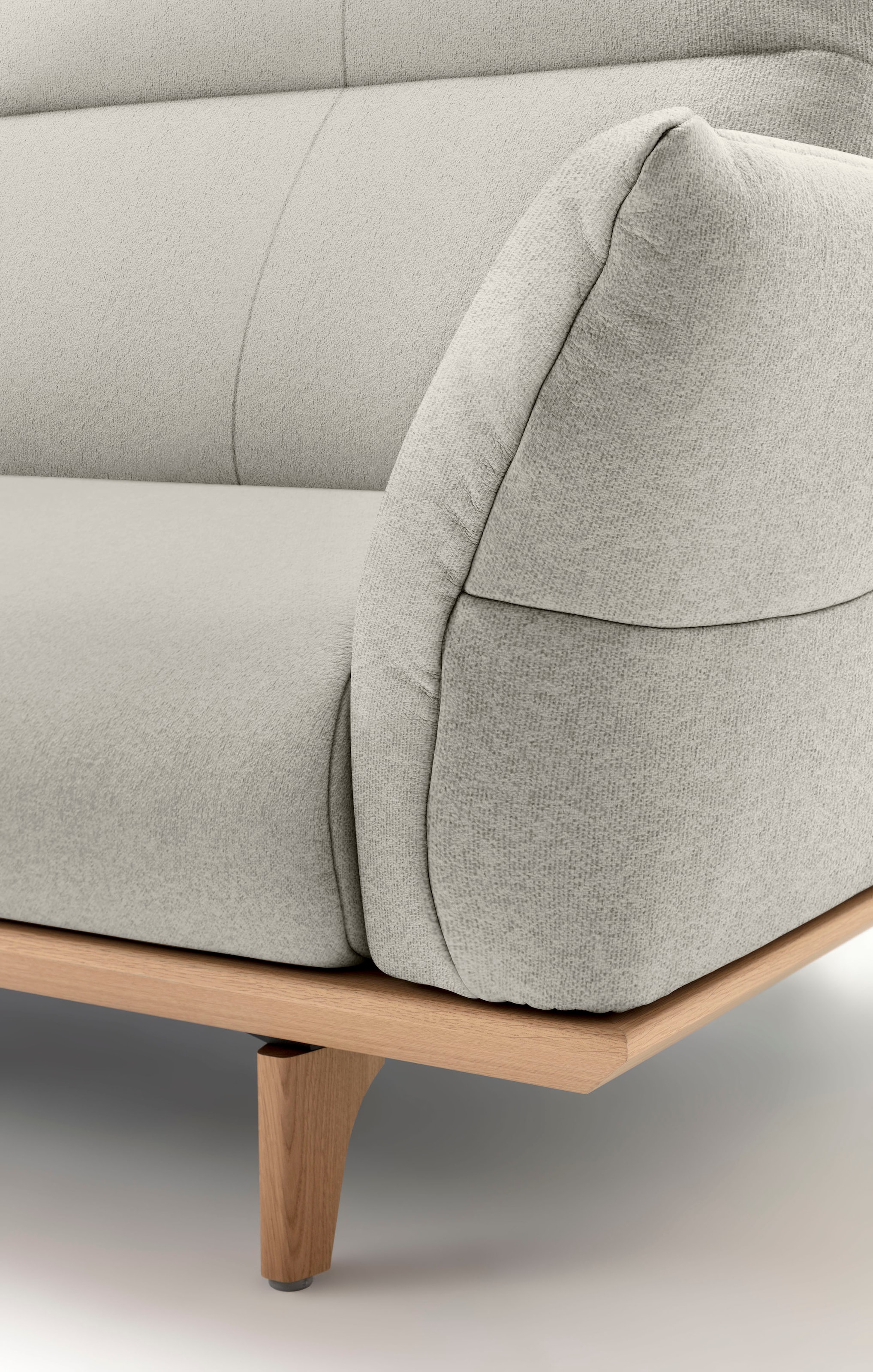Creation BY ROLF BENZ 3-places »CR.460, Designsofa mit verstellbarer Rückenlehne, extra bequem,« socle en chêne, pieds en chêne naturel, largeur 208 cm