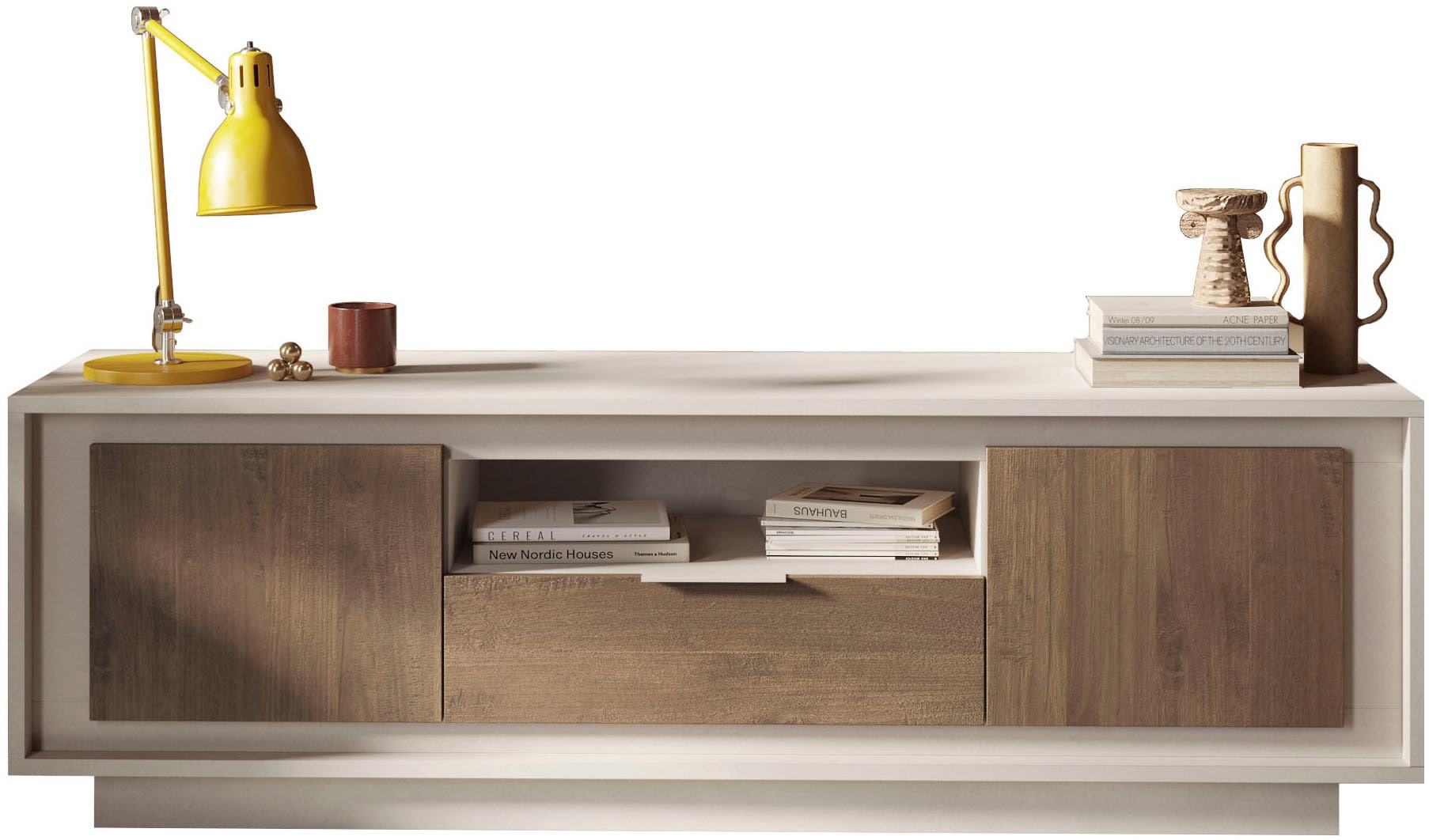 Image of Home affaire Lowboard "Sky, B/T 180/50 cm, TV-Schrank/Medienboard, 2 Türen, 1 Schubkasten" Softclosing, Korpus & Front 22 mm stark, Rahmen-Optik, Metallgriff