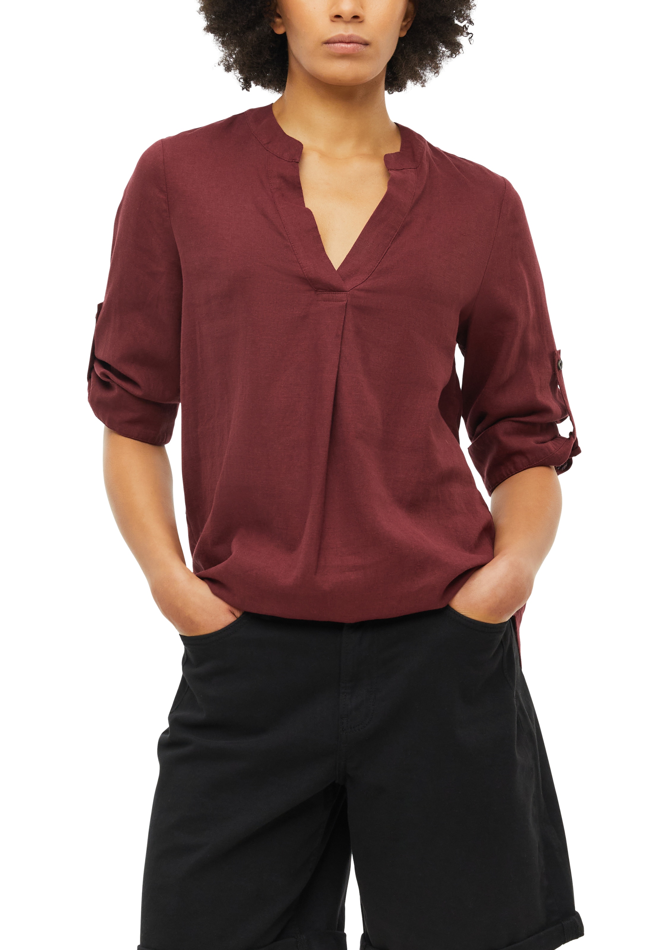 s.Oliver Chemisier à chemise Relevable, mélange de lin rafraîchissant