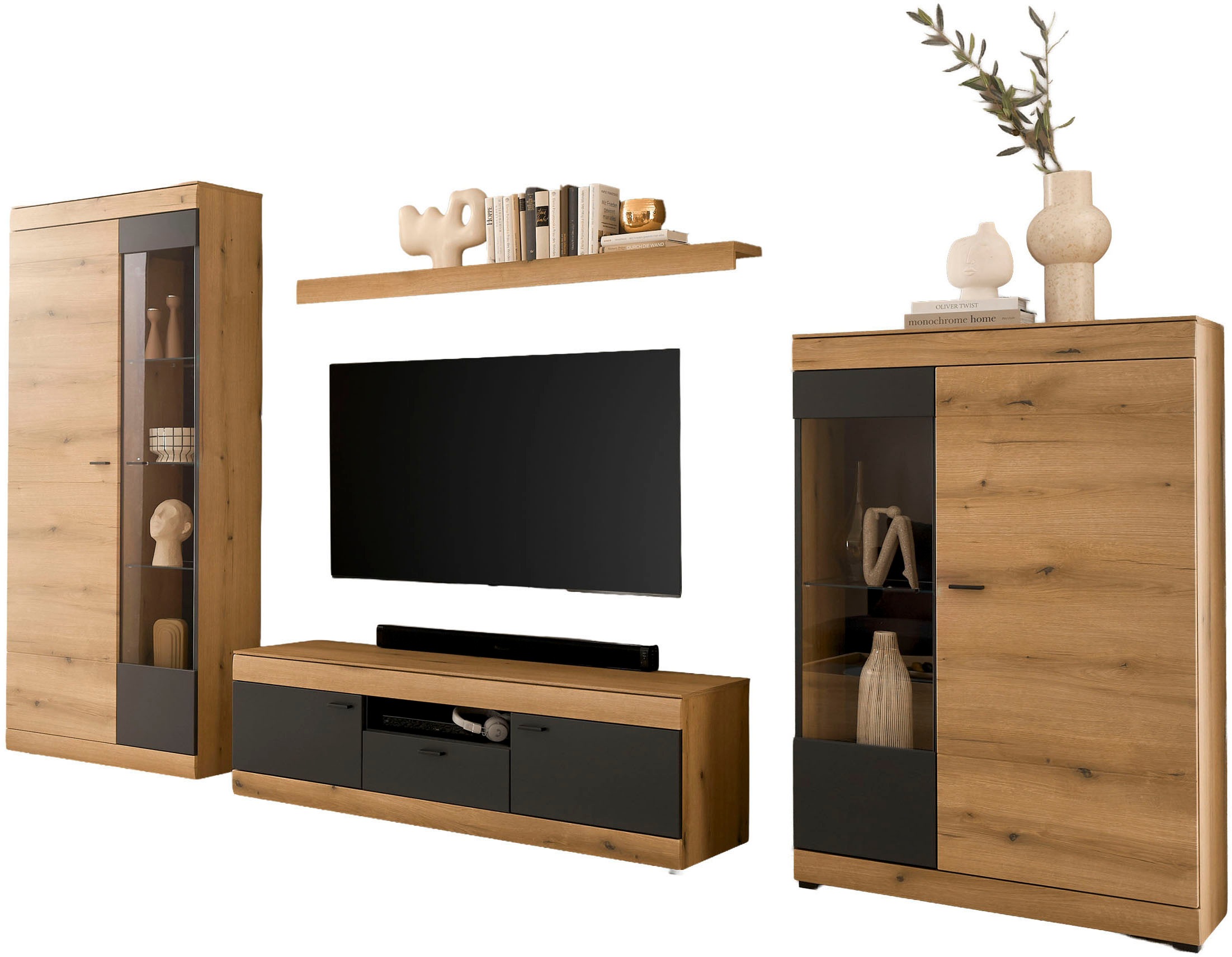 Home affaire Wohnwand »Soleto, zeitlose Anbauwand, Komplettset im modernen Stil« Komplett-Set, 4 Stk. tlg.