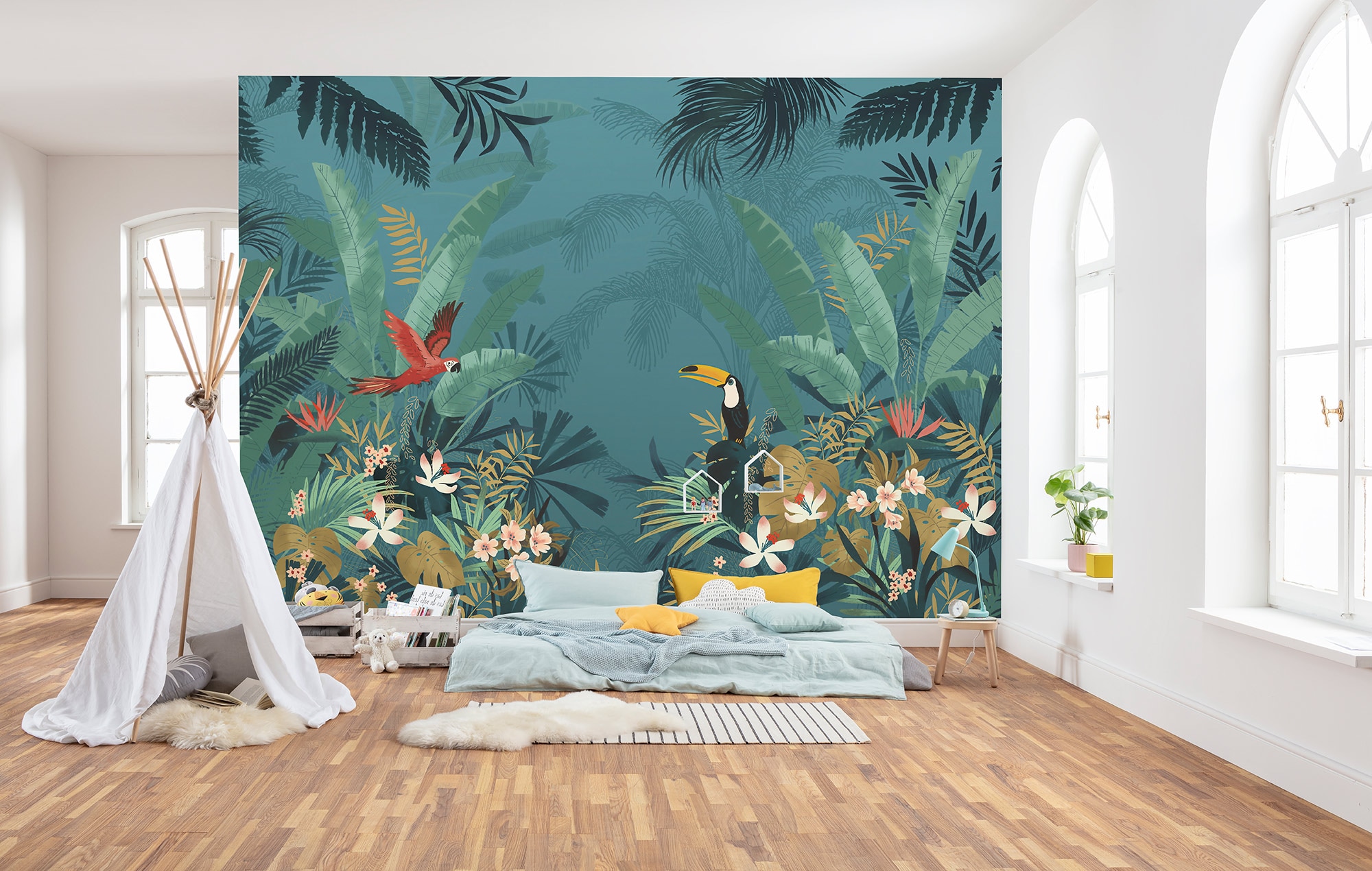 Image of Komar Fototapete "Enchanted Jungle" bedruckt glatt 350 x 250 cm (Breite x Höhe) - Tapete, Vlies, Wohnzimmer, Schlafzimmer