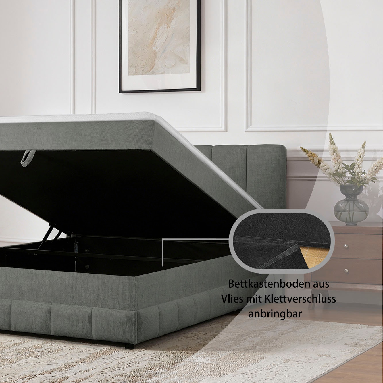 GOODproduct Lit de boxe »Likely inkl. Bettkasten, Liegefläche 180x200 cm, in Boxspring-Optik« inkl. Topper & Aufbauvideo, erhältlich in verschiedenen Farben