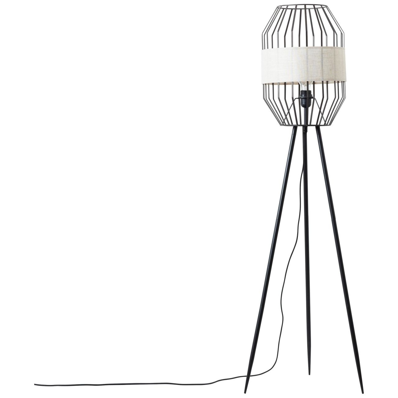 Brilliant Stehlampe »Slope«, 1 flammig-flammig, 134 cm Höhe, Ø 45 cm, E27, Metall/Textil, schwarz/natur