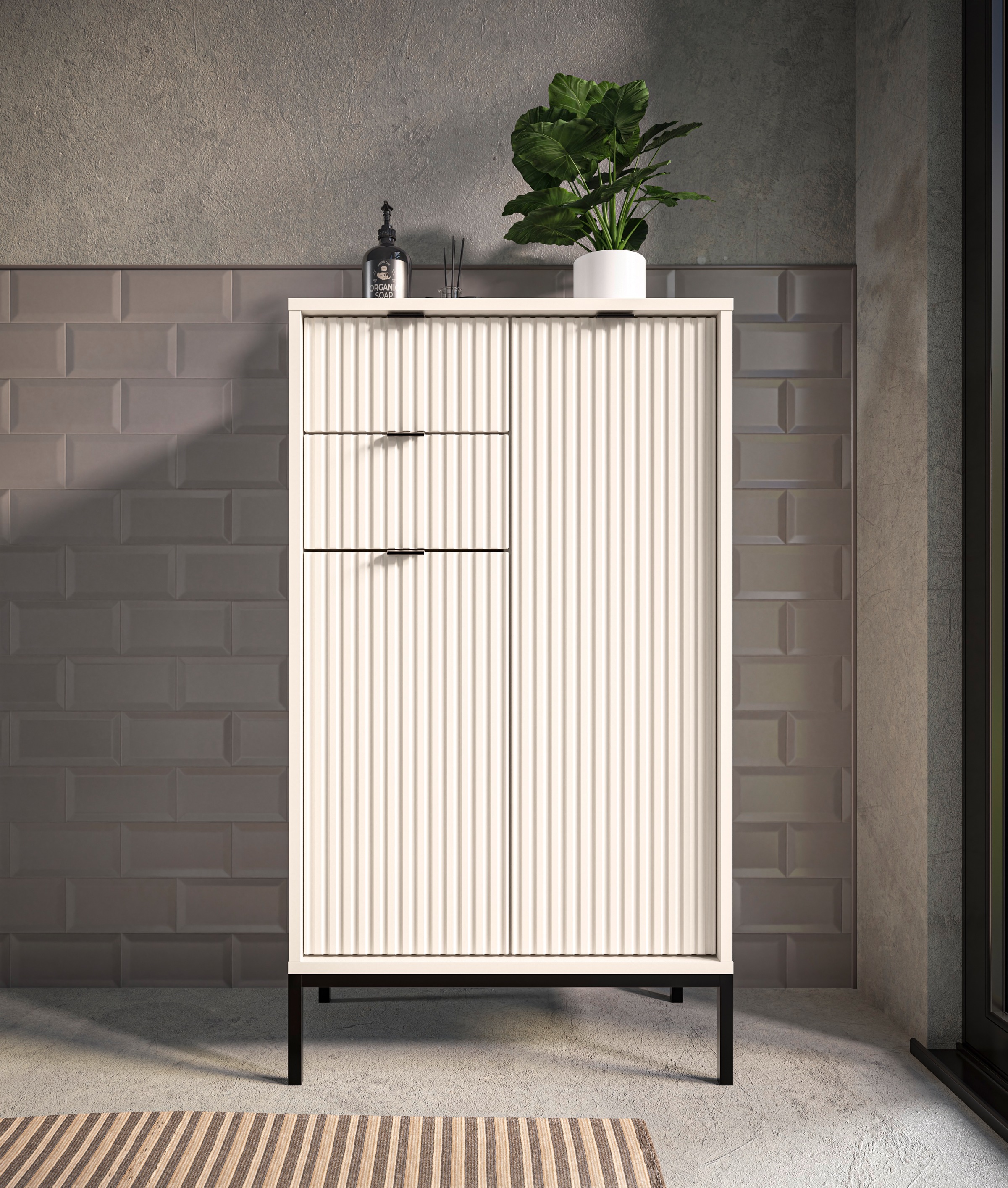 BASIC by Balculina »Lucera Midischrank, Badezimmerschrank BxHxT 60x106x32« 1 cuis tlg. largeur 60 cm, porte montable à gauche/droite
