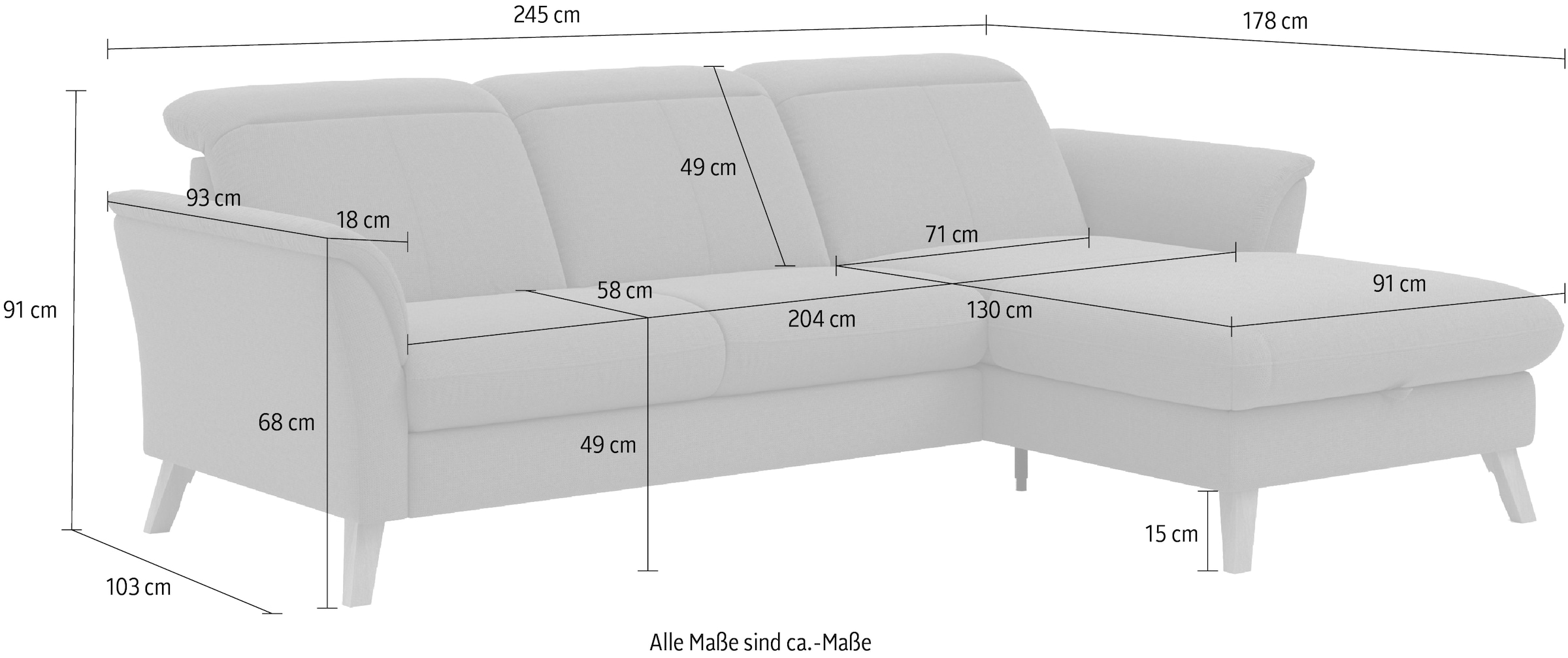 sit&more Ecksofa »Romero L-Form« wahlweise mit oder ohne Relax-Funktion, Bettfunktion, Bettkasten