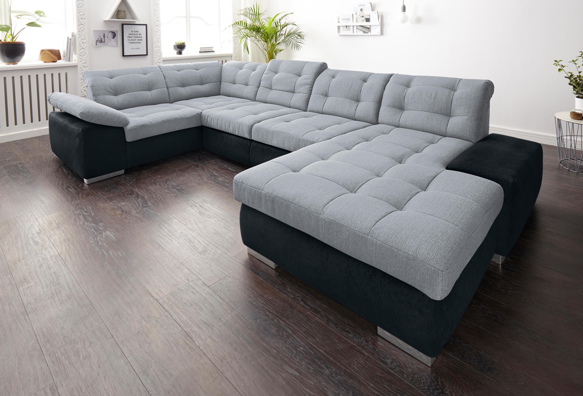 sit&more Wohnlandschaft »Ontario U-Form«, XXL, wahlweise mit Bettfunktion