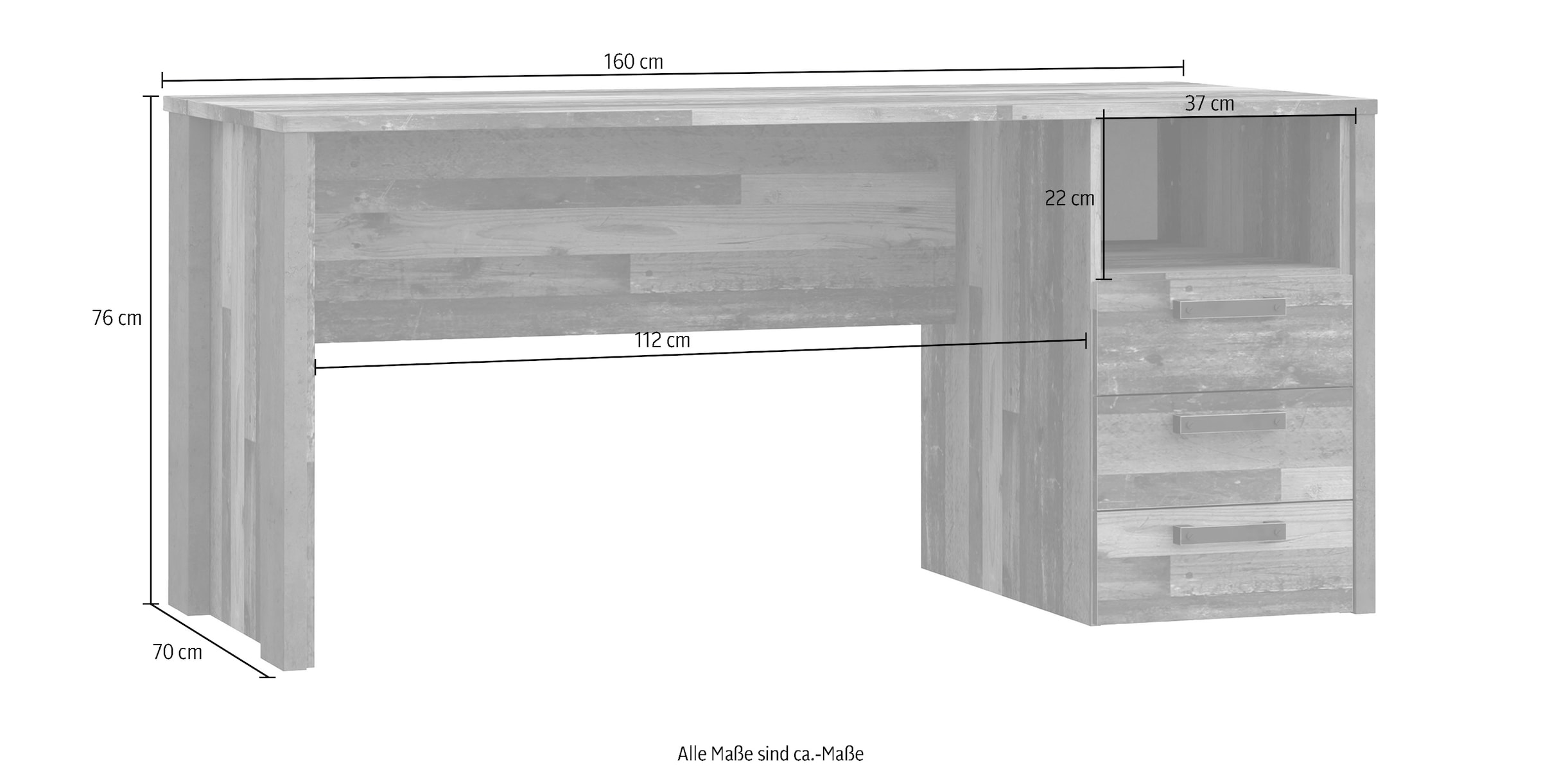 FORTE Schreibtisch »Clif« Computertisch mit Schubladen, Industriedesign, Breite 160 cm