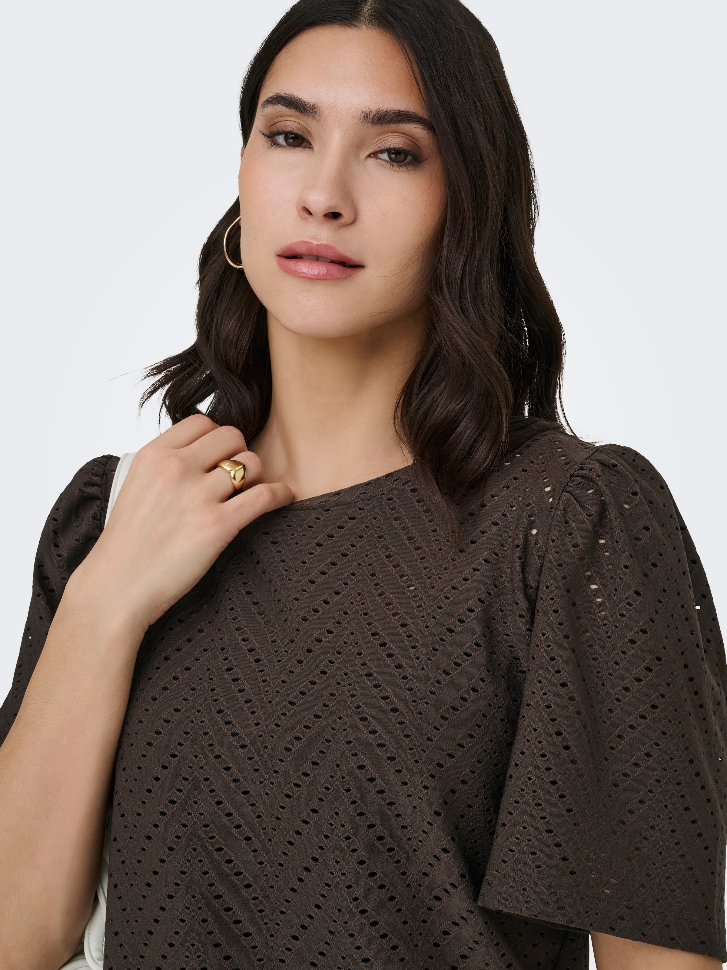 JDY Chemise en dentelle »JDYCARLA CATHINKA S/S TOP JRS NOOS« Kunstfaser, regular fit