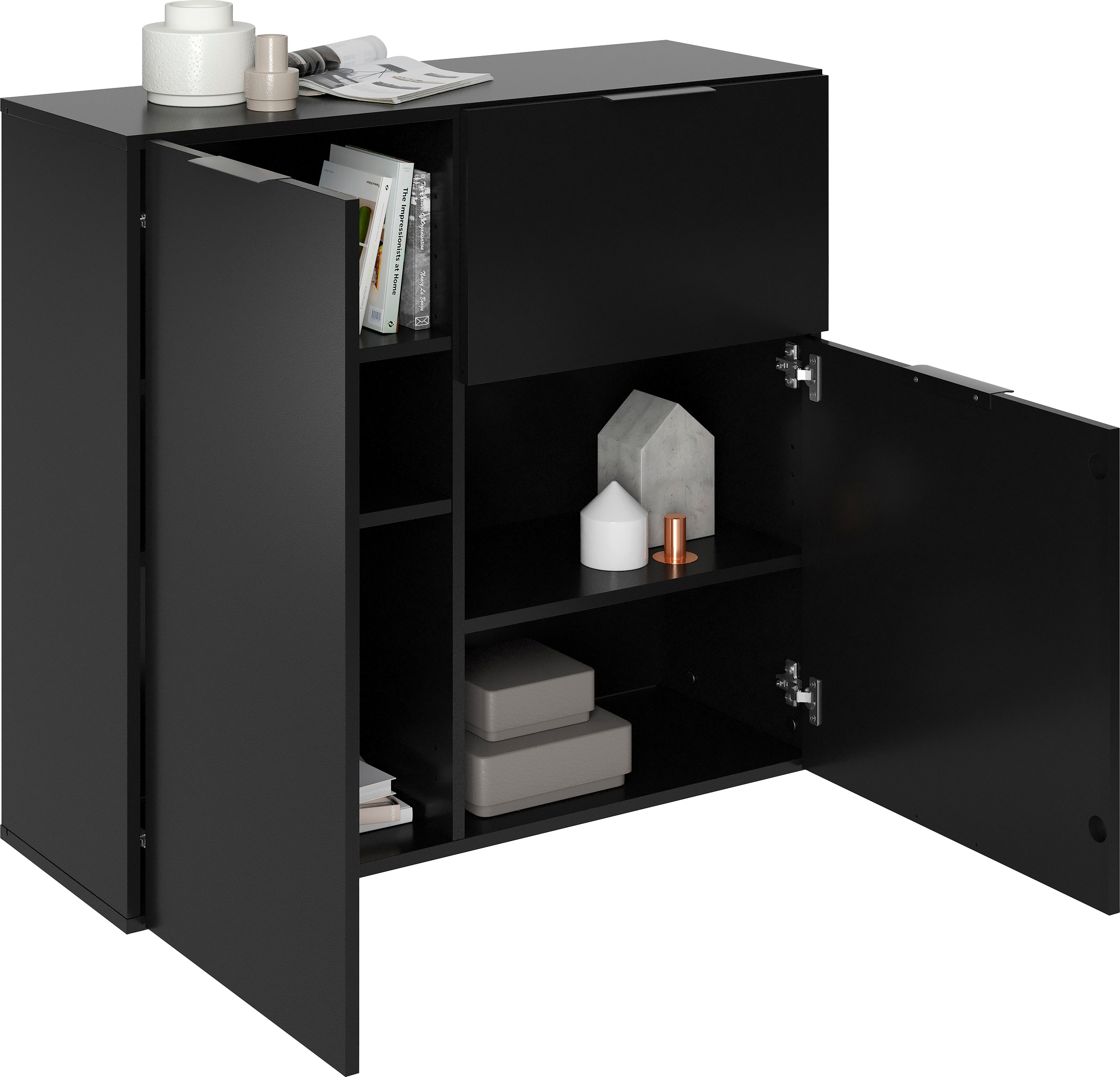 FMD Kommode »Dark« mit Schublade, verstellbare Einlegeböden, Breite ca. 89 cm