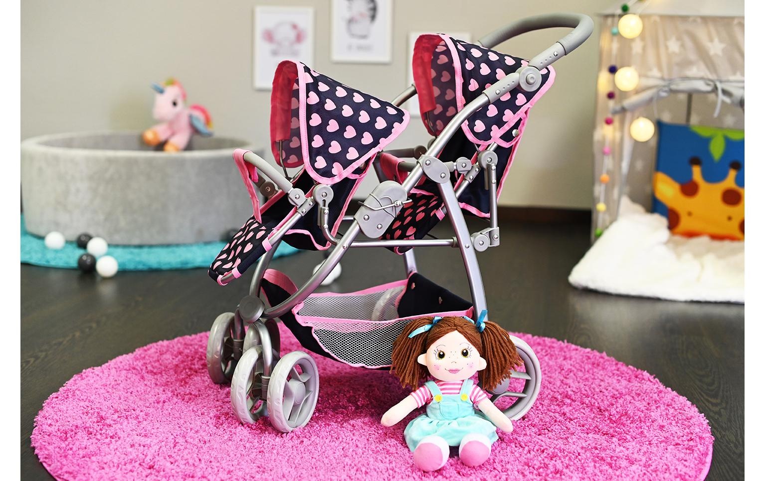 Knorrtoys® Puppen-Zwillingsbuggy »Zwillingspuppenwagen Milo Pink Hearts«