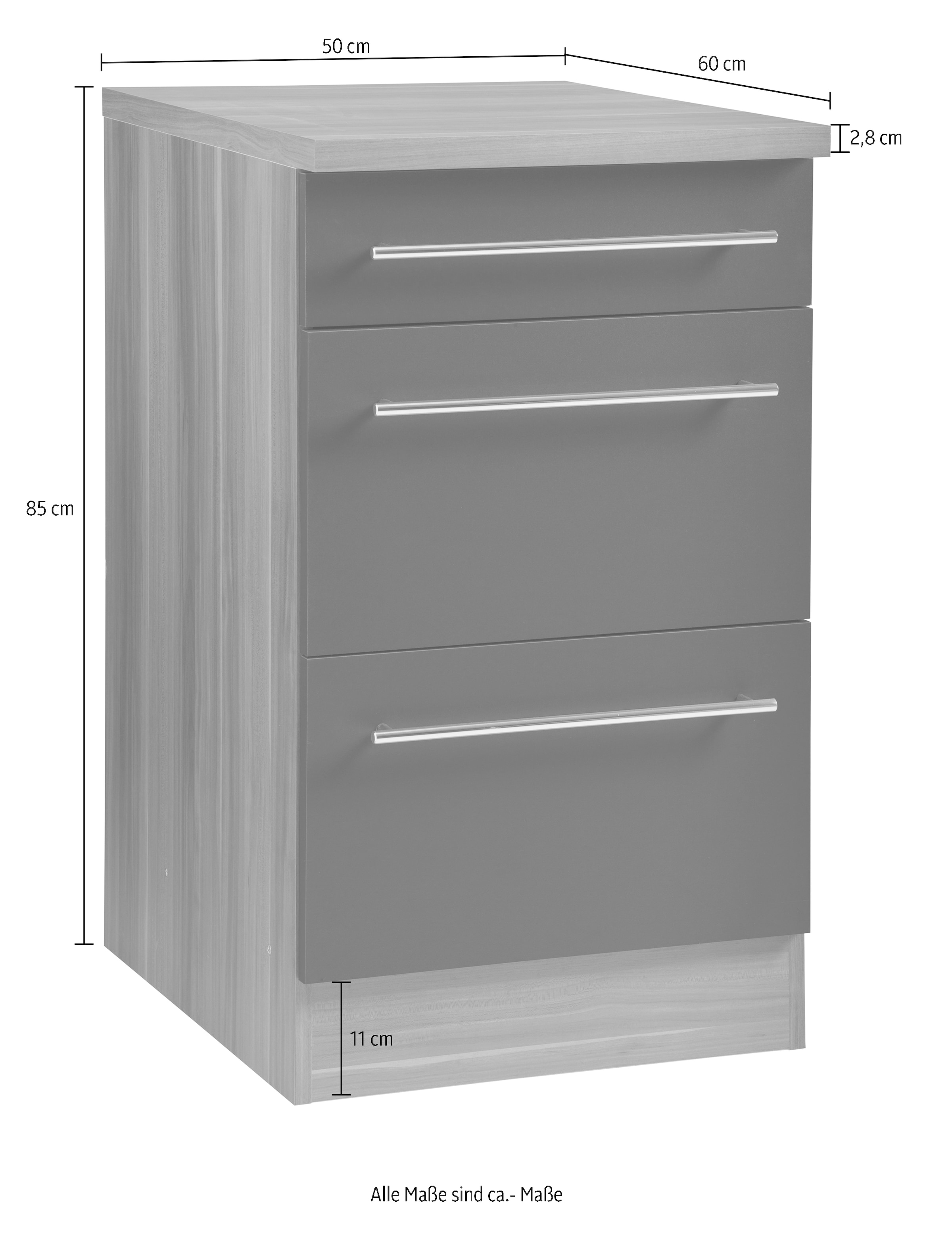 KOCHSTATION Unterschrank »KS-Samos«, 50 cm breit, mit 2 grossen Auszügen