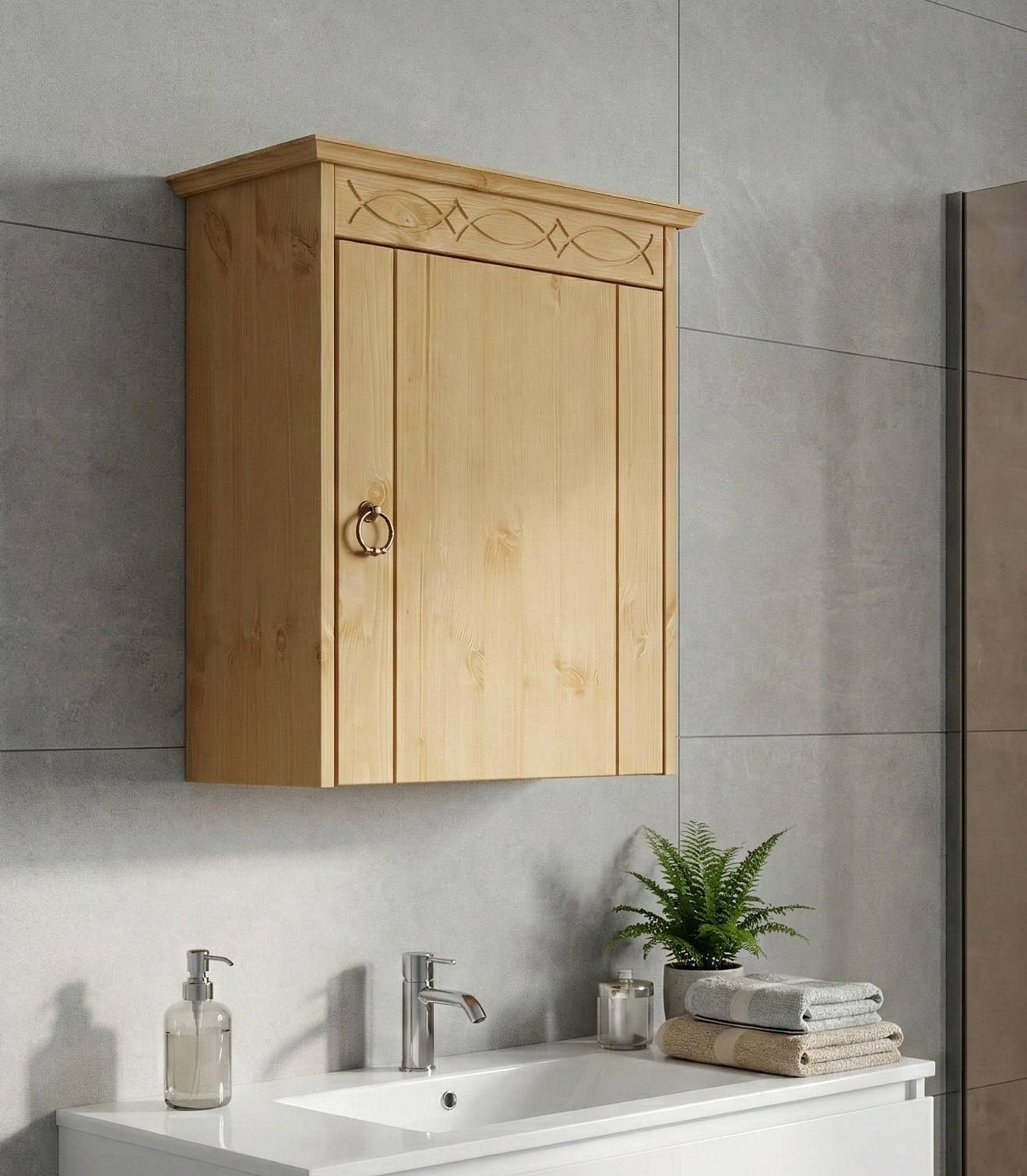 GOODproduct Hängeschrank »Indra, Badschrank, Badmöbel, Badezimmerschrank« B/T/H: 46/32/52 cm,  aus massiver Kiefer, FSC®-zertifiziert