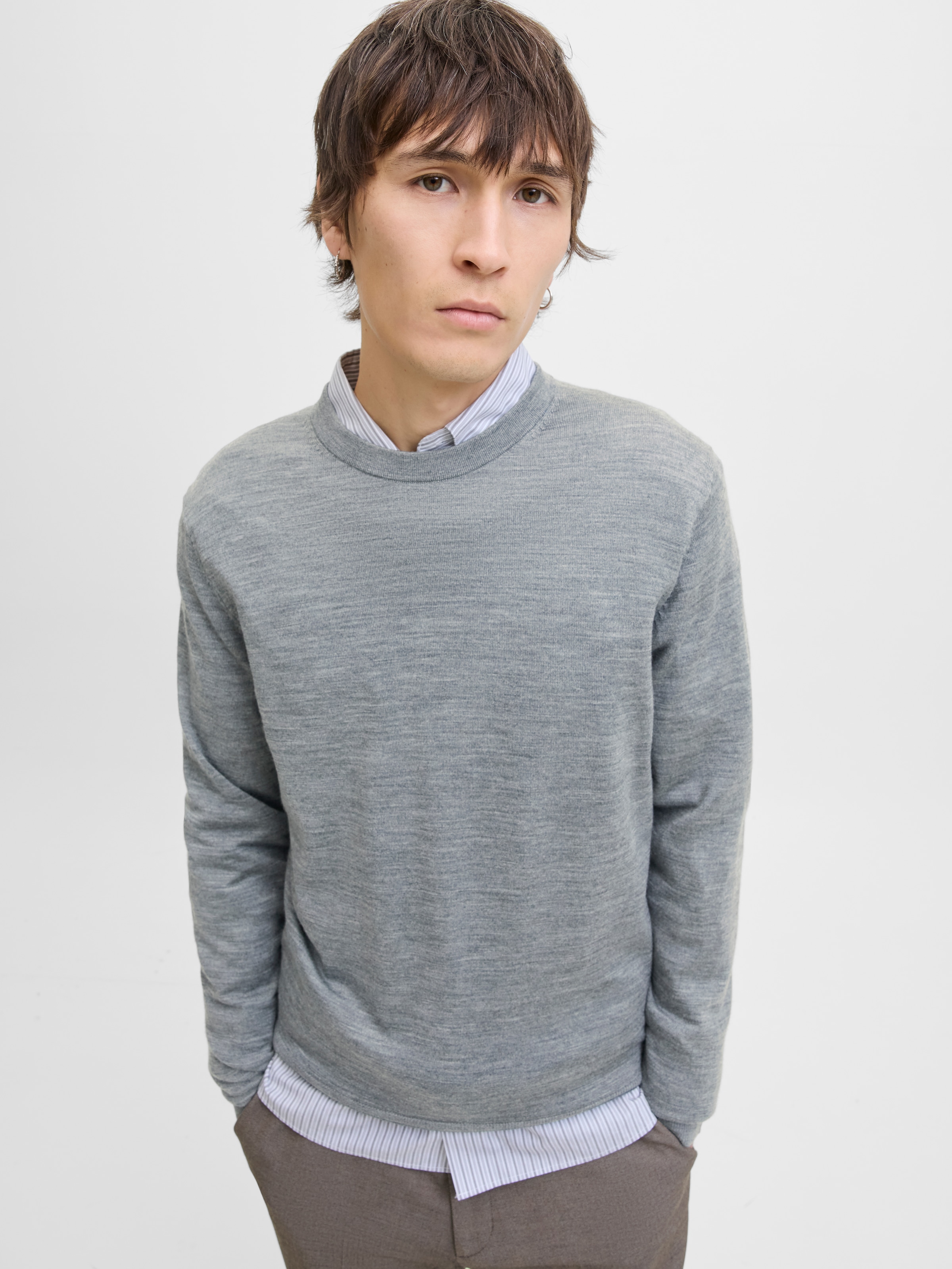 Jack & Jones Pull à col rond »JPRBLAMARK MERINO KNIT CREW NECK LN« Wolle, regular fit