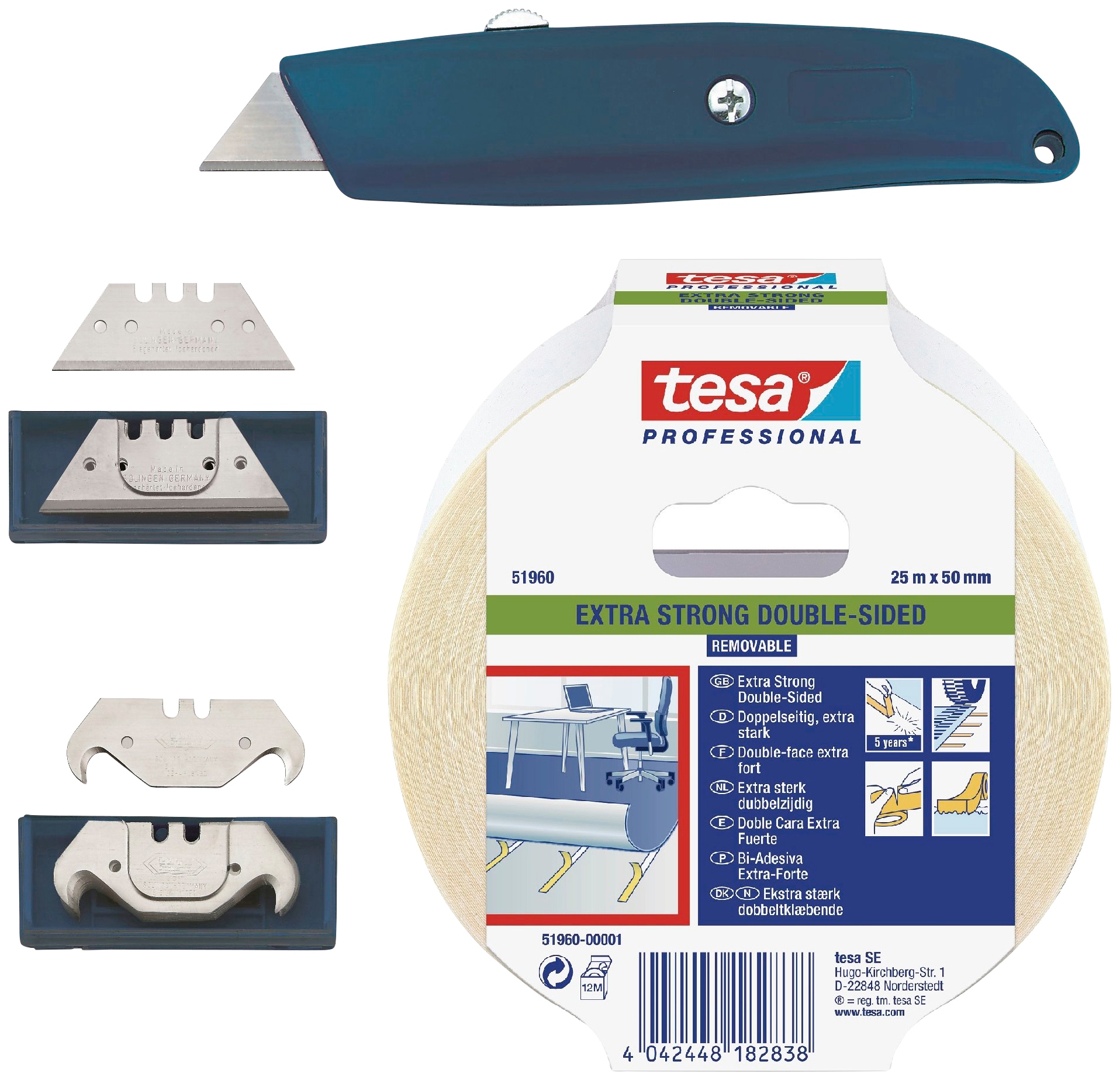 Image of Bodenmeister Verlegeset, (4 tlg.), Messer, Klingen, Tesa Verlegeband (Teppich, Vinyl) bei Ackermann Versand Schweiz