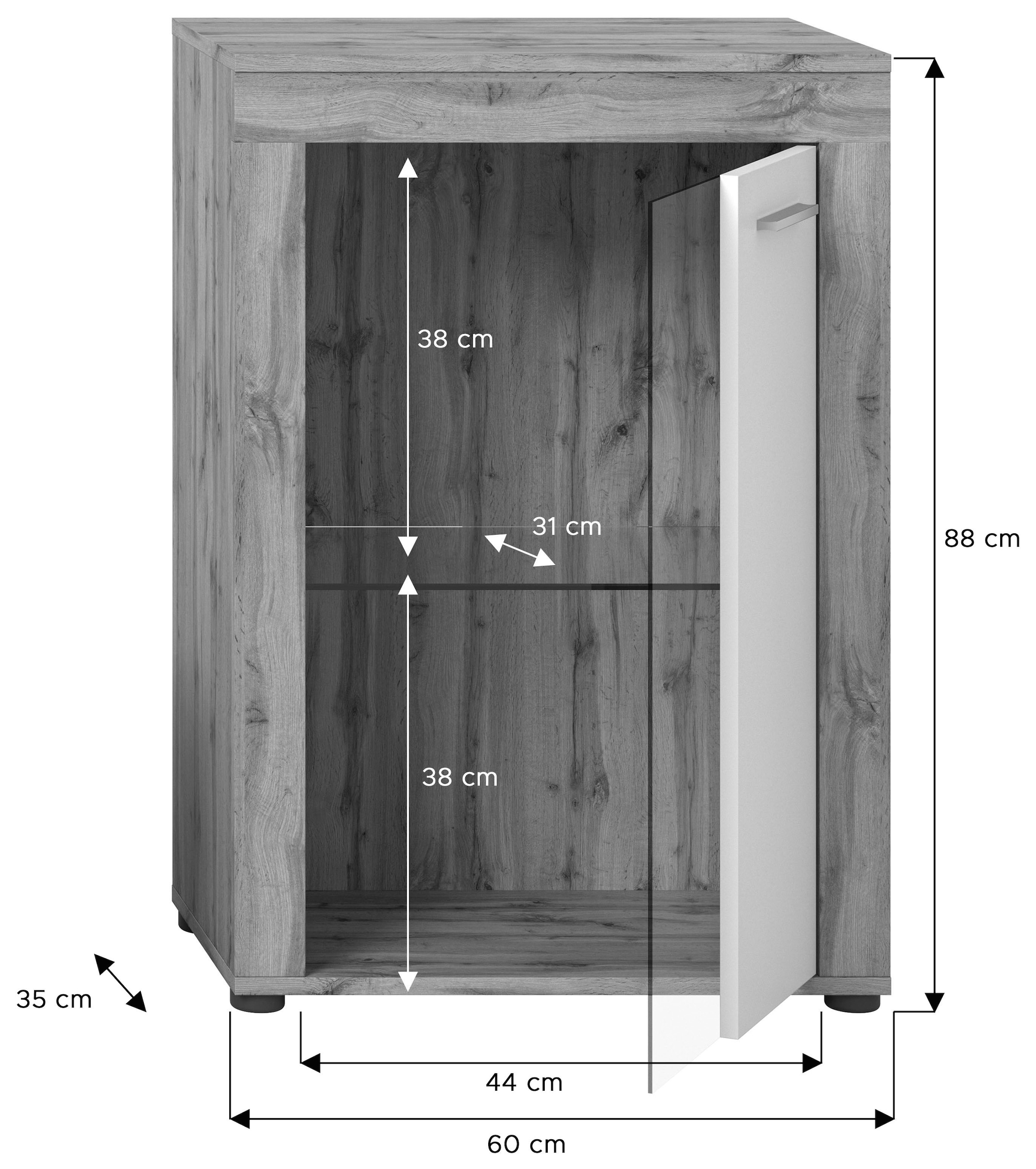 INOSIGN Vitrine »Aosta, Breite 60 cm, stehend oder hängend, in verschiedenen Farben«, Türanschlag wechselbar, 1 Glaseinlegeboden, Hängeeitrine, Standvitrine