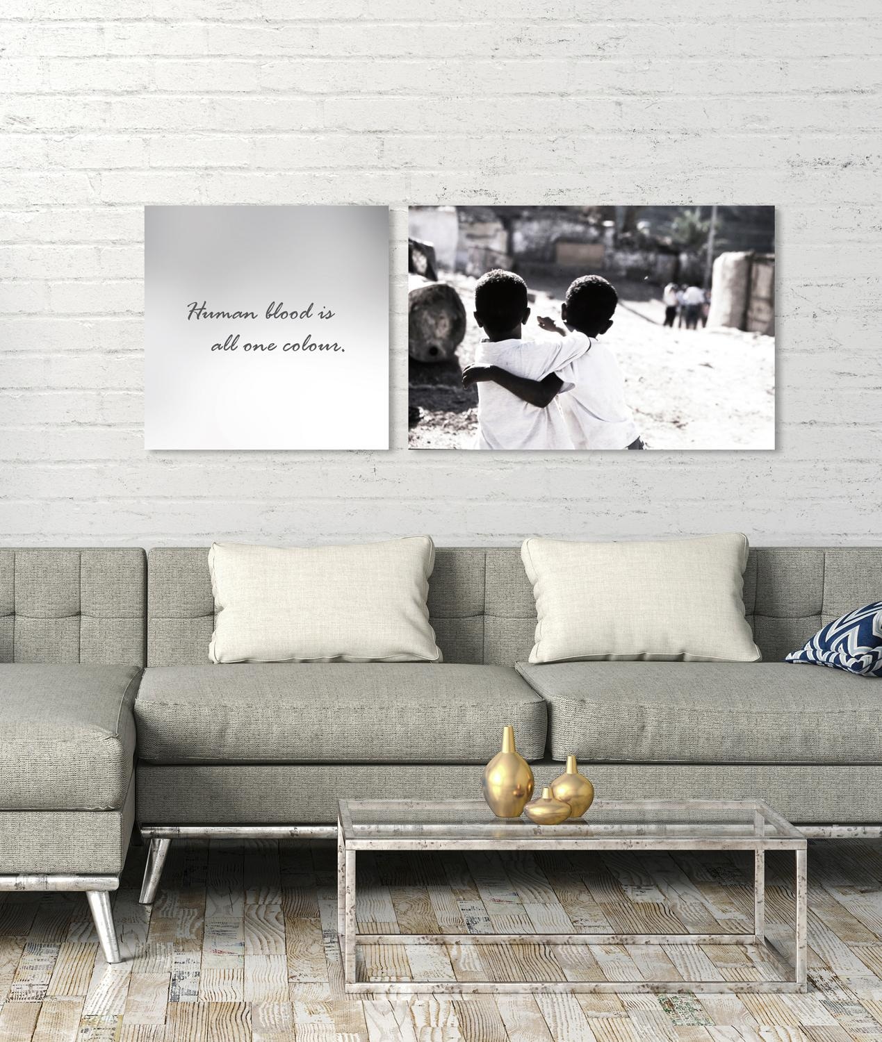 queence Tableau sur toile »Blood« Set,  Premium-Leinwandstoff, Handarbeit aus Deutschland, Spruch, 2er Set