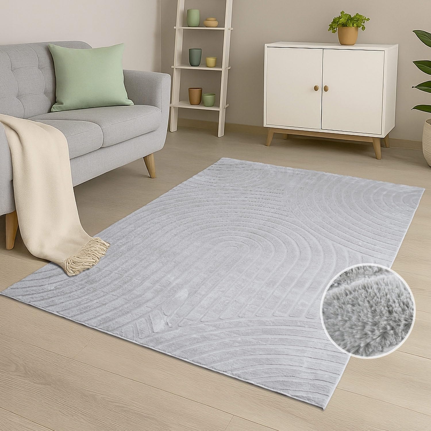 Carpet City Teppich »WAVES 501« rechteckig 12 mm Höhe Kurzflor, Hochtief-Muster/ 3D-Effekt, Uni, Wohnzimmer, Schlafzimmer