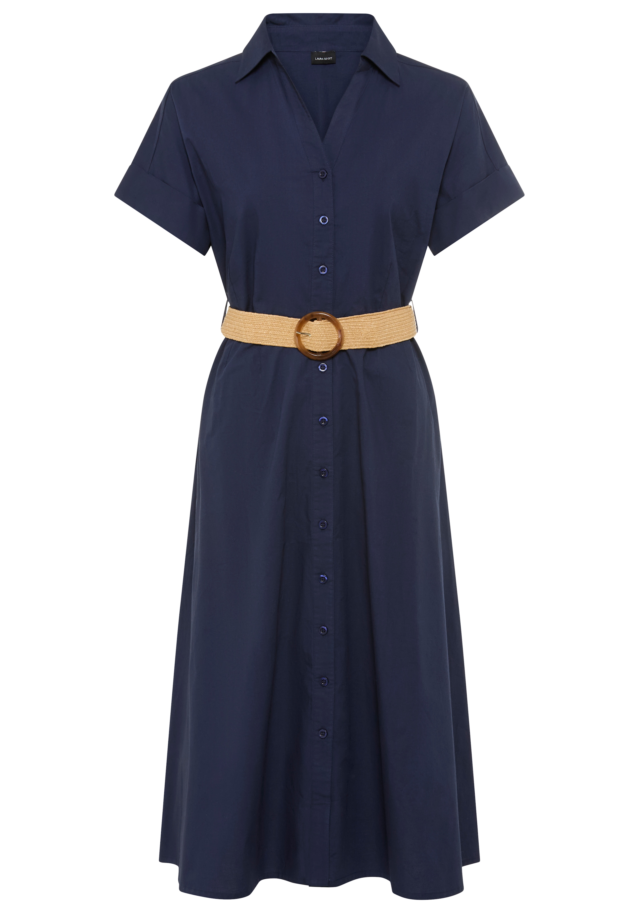Laura Scott Robe chemisier wadenlang, feminin, für vielseitige Anlässe, aus Baumwolle