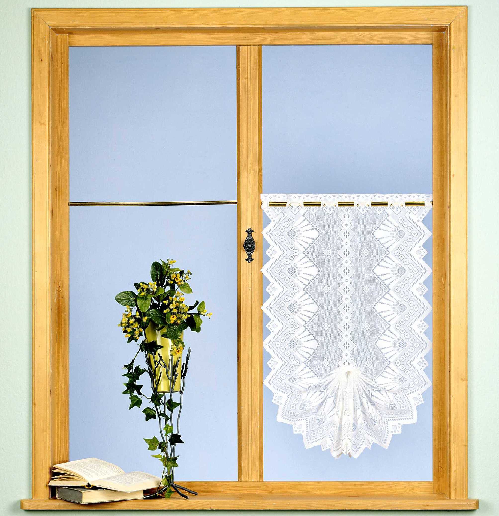 Image of Weckbrodt Scheibengardine "London" Stangendurchzug 1 Stk. tlg. Schwalbenschwanz, Gardine, Jacquard, Bordüre, HxB 90x52cm, Store