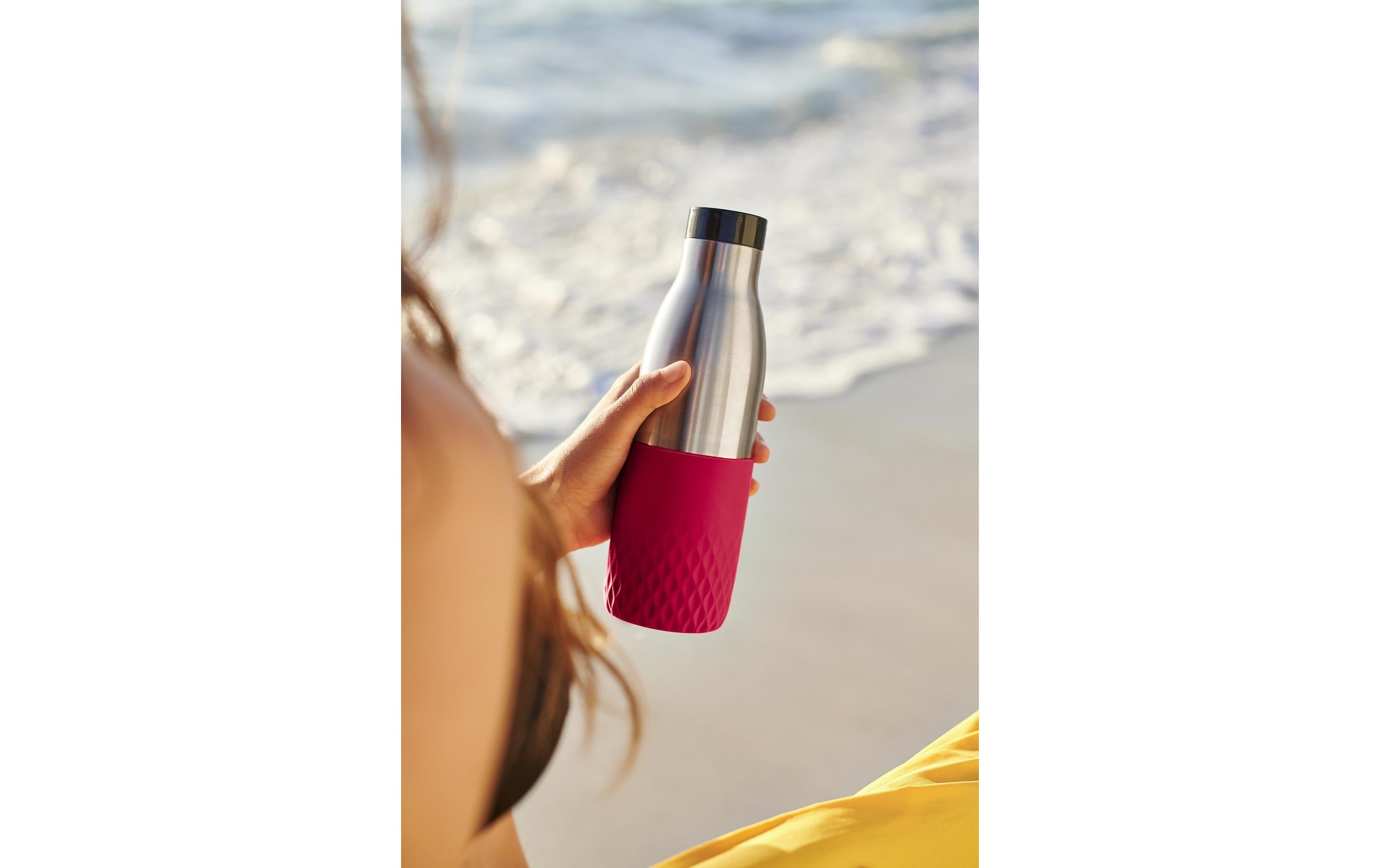 Emsa Trinkflasche »Bludrop Sleeve« Edelstahl/Silikon, Quick-Press, 12h warm/24h kühl
