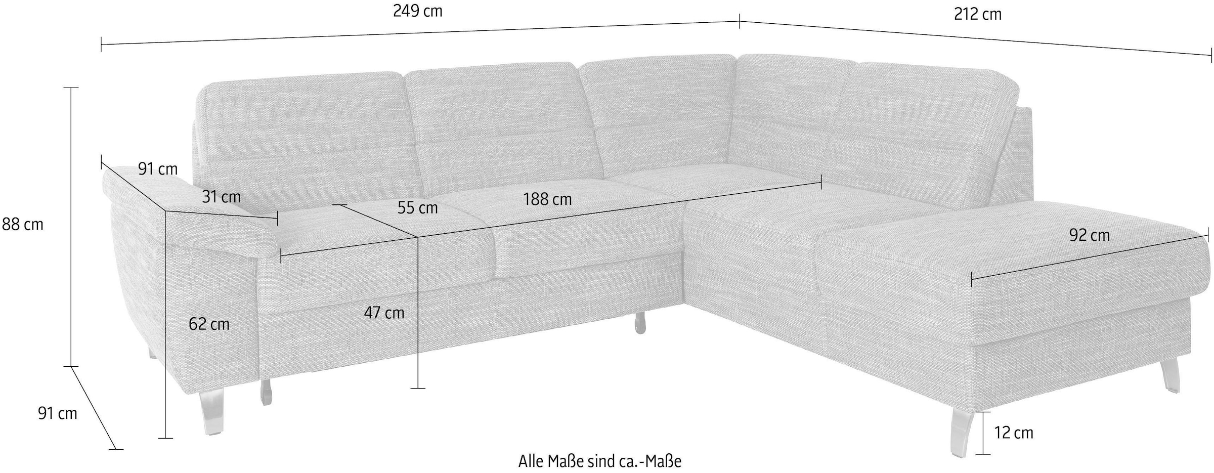 sit&more Ecksofa »Sorano L-Form«, wahlweise mit Bettfunktion und Bettkasten