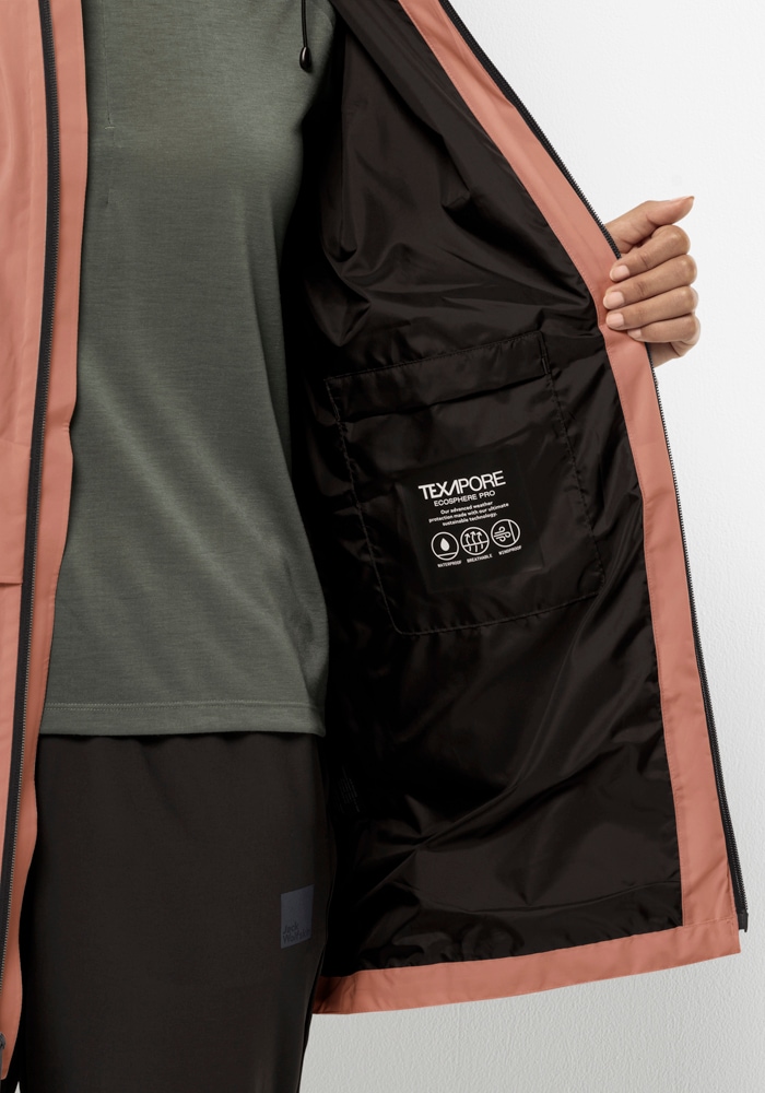 Jack Wolfskin Funktionsjacke »MAINKAI LONG JKT W«, mit Kapuze