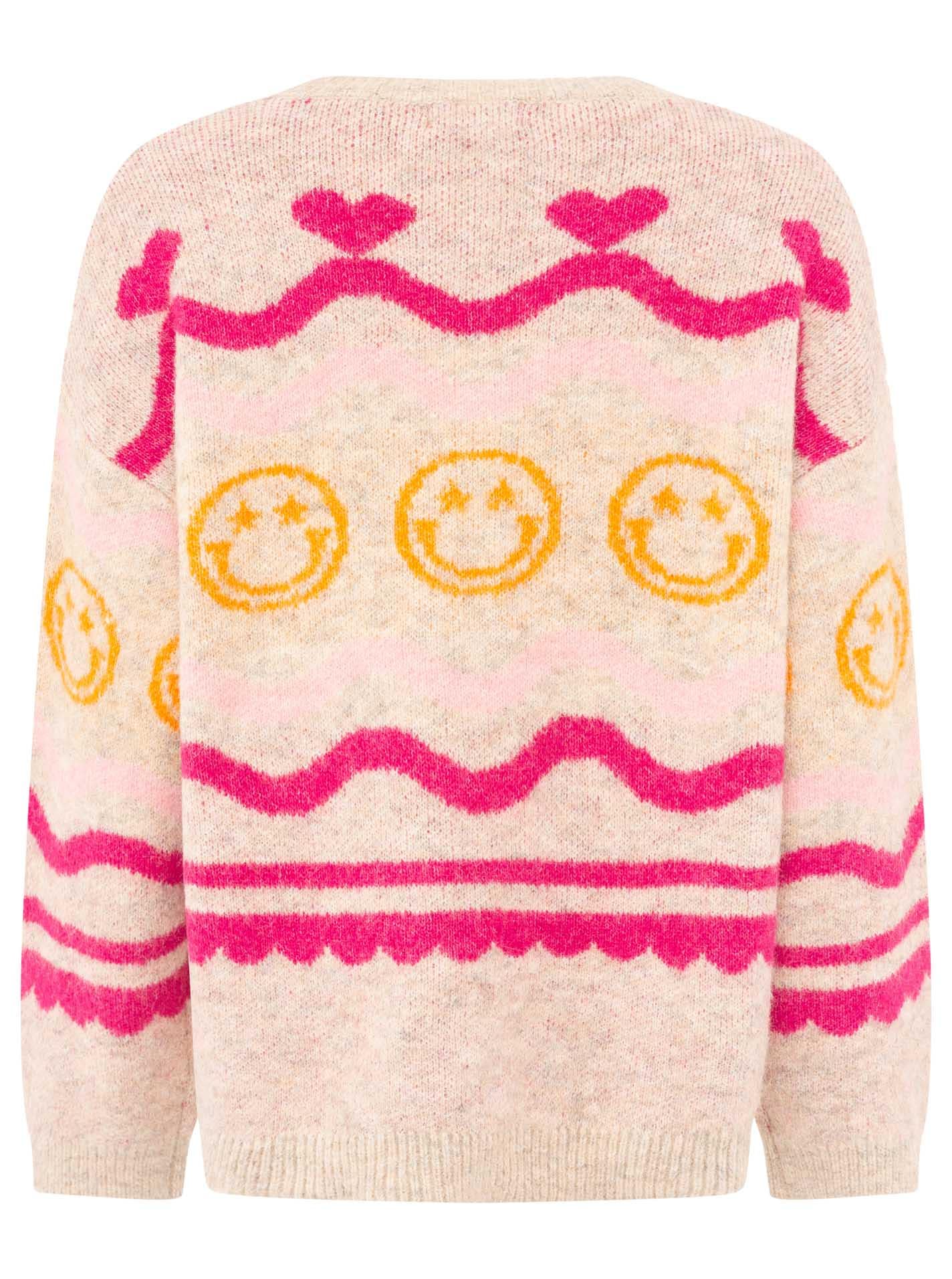 Zwillingsherz Pull en tricot »"Cozy Love"« allover Motiv in Neon, oversize, überschnittene Schultern, Rundhals