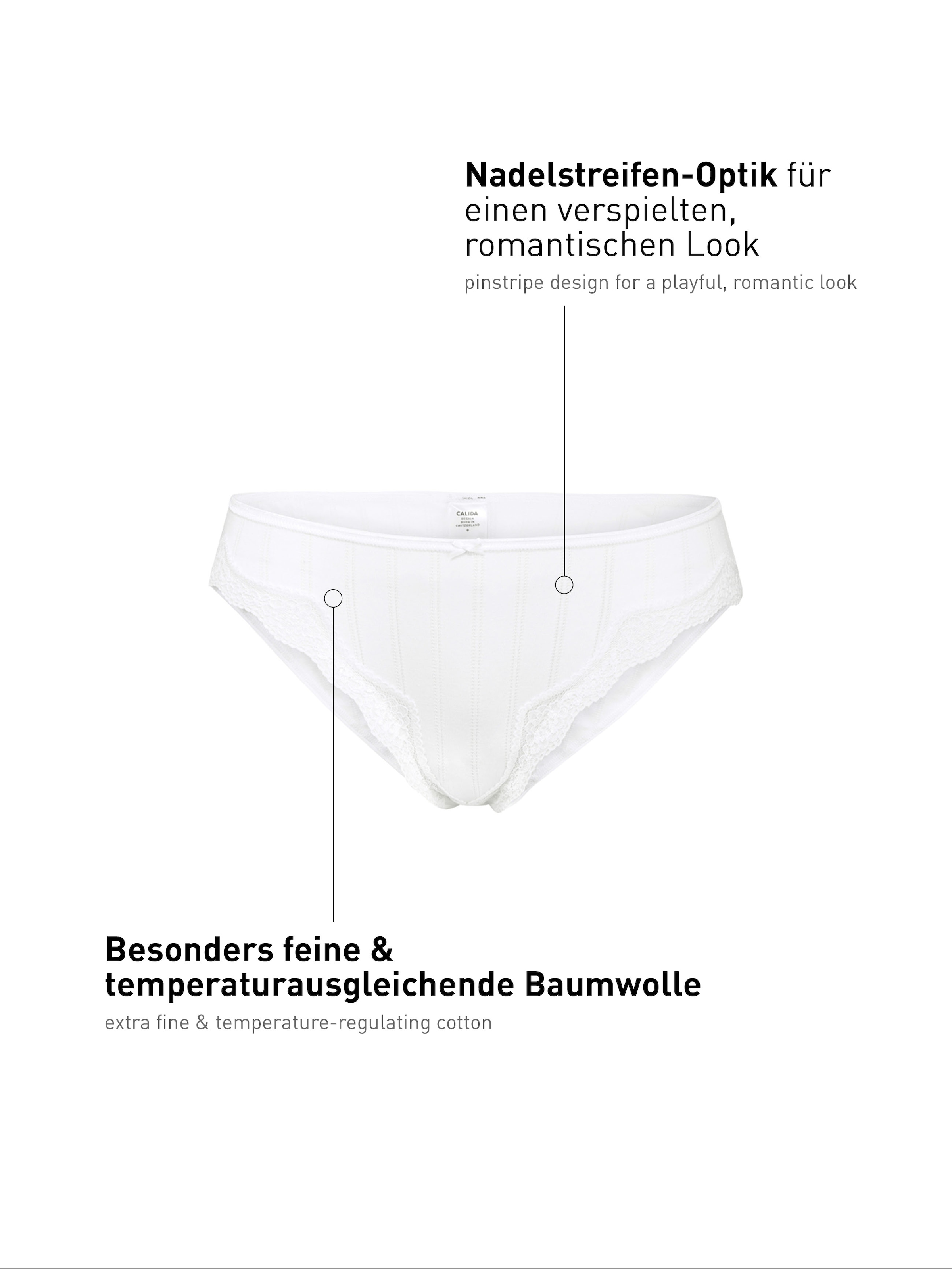 CALIDA Hüftslip »Etude Toujours« Nadelstreifen-Optik, florale Spitze, Regular-Cut, Jacquard, elastisch