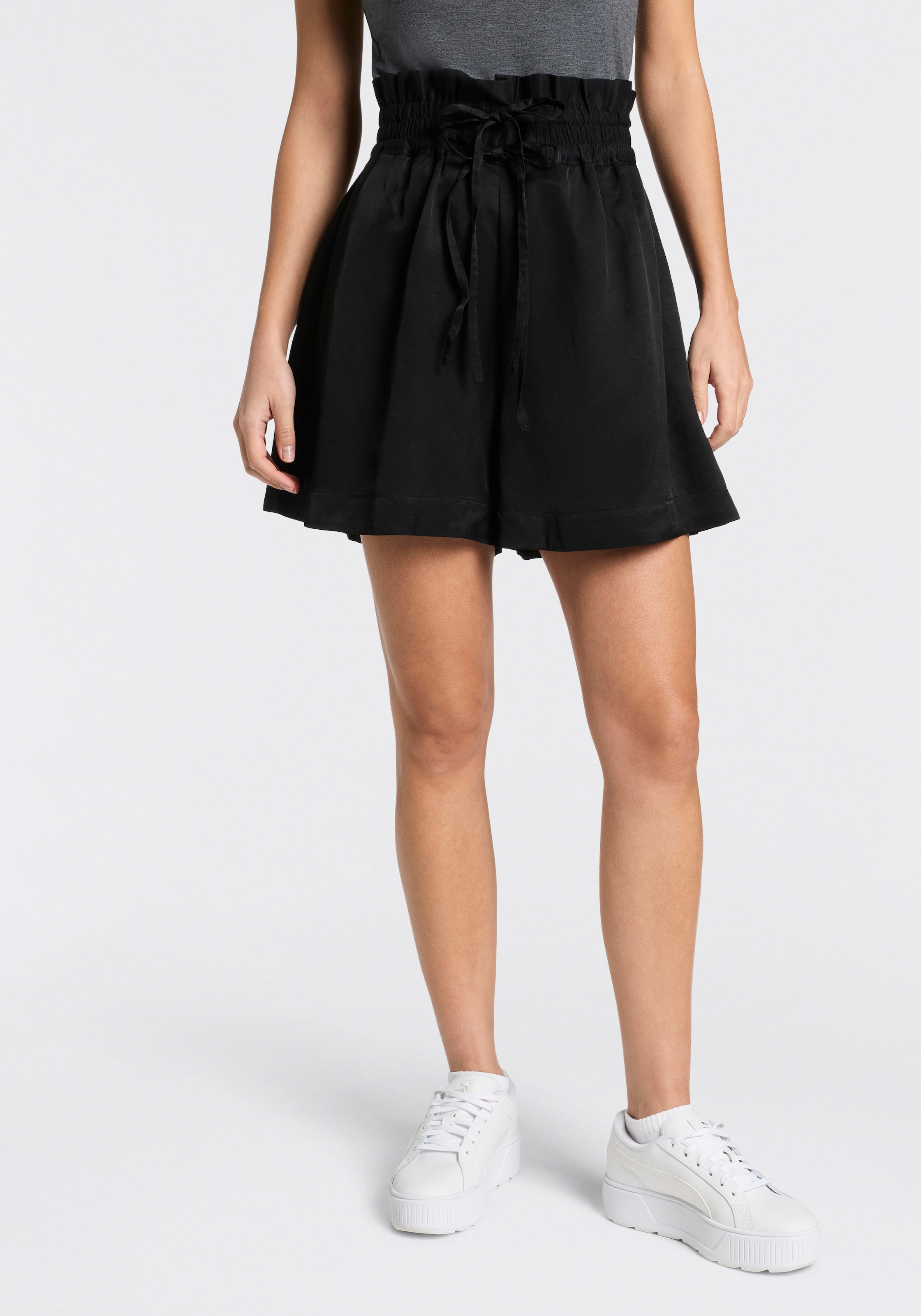 Image of BOSS ORANGE Shorts "Tacolina Premium Damenmode" High Waist mit doppeltem Bindeband, Paperbag-Look