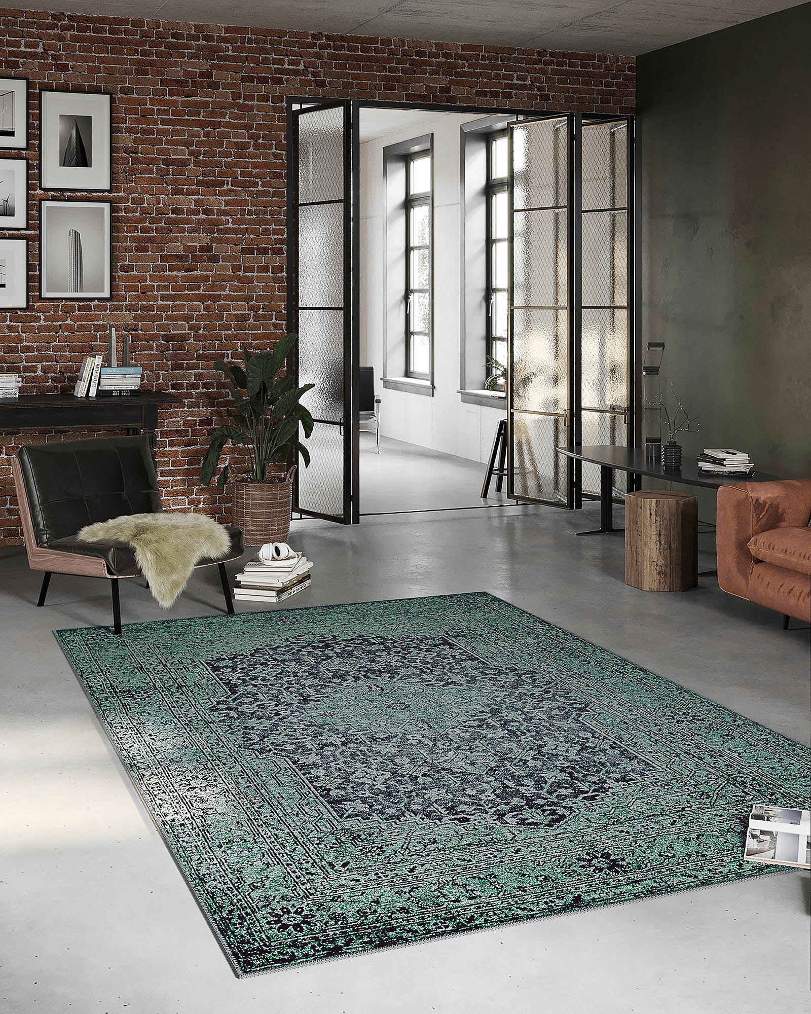 Image of Wecon home Teppich "2nd Avenue" rechteckig 6 mm Höhe Vintage, Baumwolle, Kurzflor, Used-Look, Wohnzimmer, Schlafzimmer
