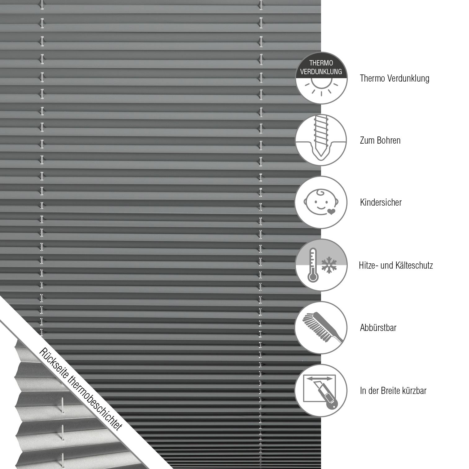 SCHÖNER WOHNEN-Kollektion Plissé »Thermo Plissee Ella« verdunkelnd mit Bohren verspannt verschraubt, energiesparend, Thermo Rückseite