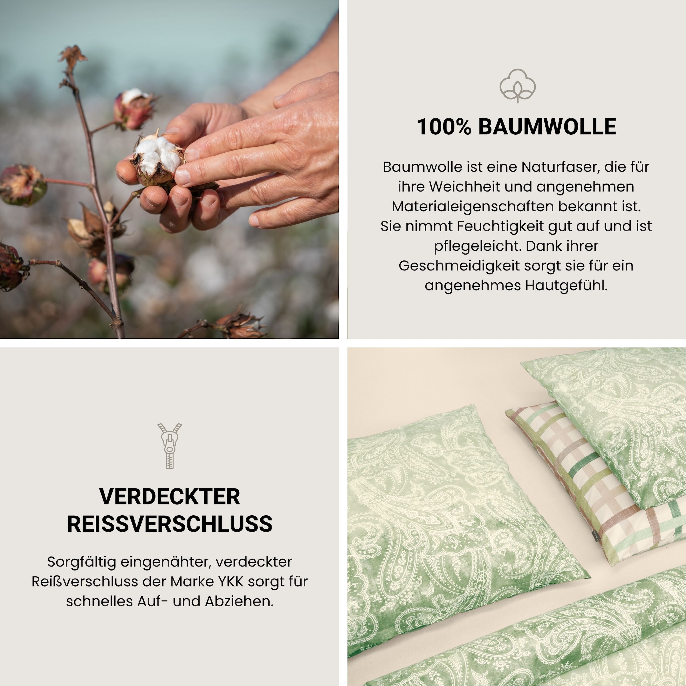 Schiesser Linge de lit »Claire aus weicher Baumwolle mit Paisleymuster in dezentem Farbverlauf« 2 cuis MADE IN GREEN by OEKO-TEX®