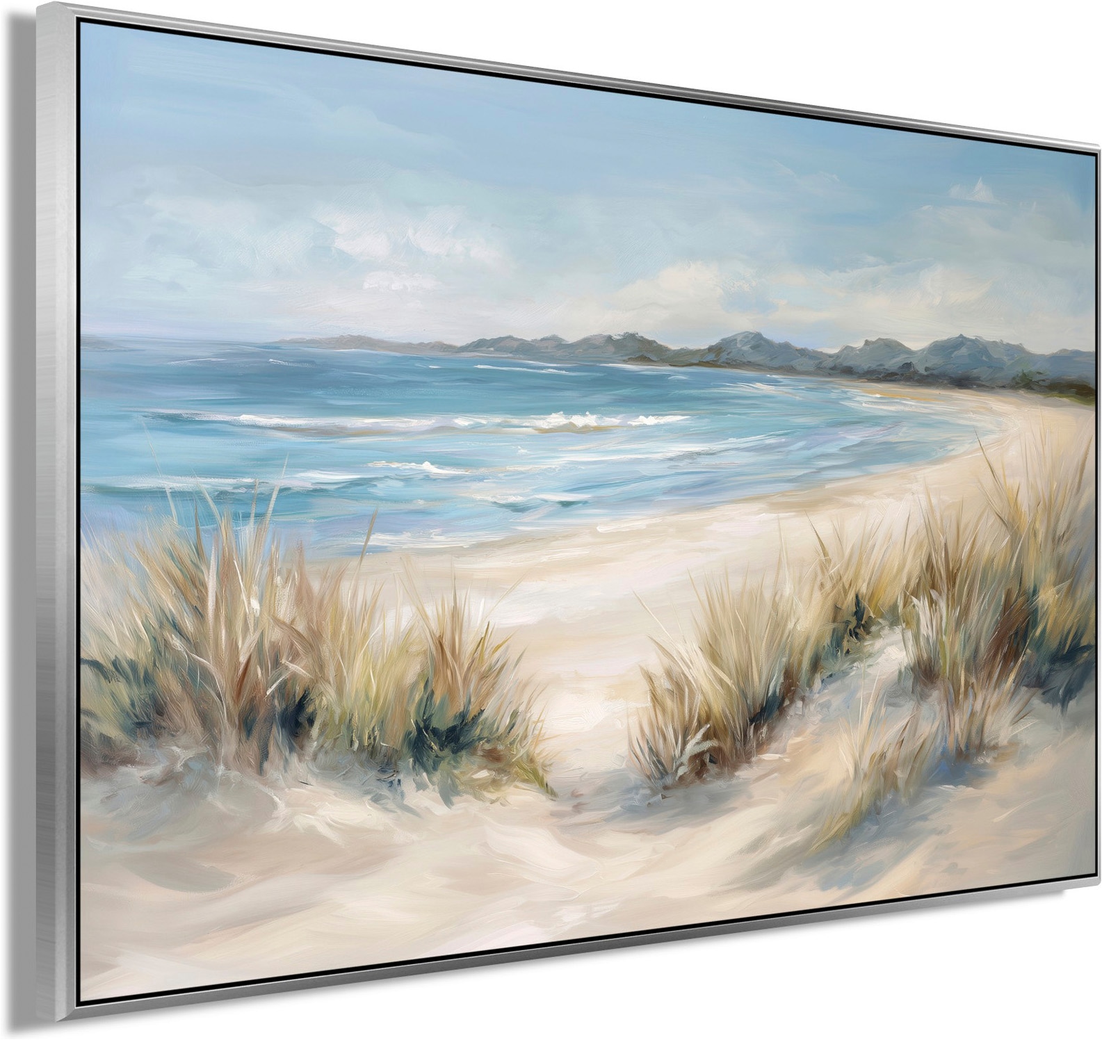 Bönninghoff Ölgemälde »handarbeit gerahmt STRAND 60x90 cm – Wandbild modern« Küste | Meer | Strand handgefertigt, jedes Bild ein Unikat, Schattenfugenrahmen